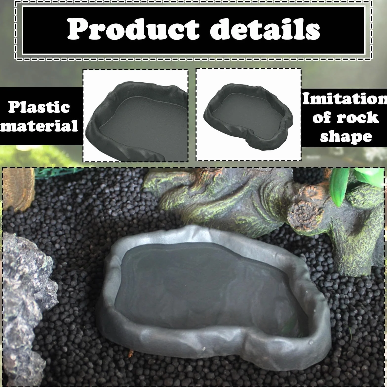 Abreuvoir Tortue Terrestre, Gamelle Eau/Nourriture Plastique 2 Pièces pour Terrarium Reptile