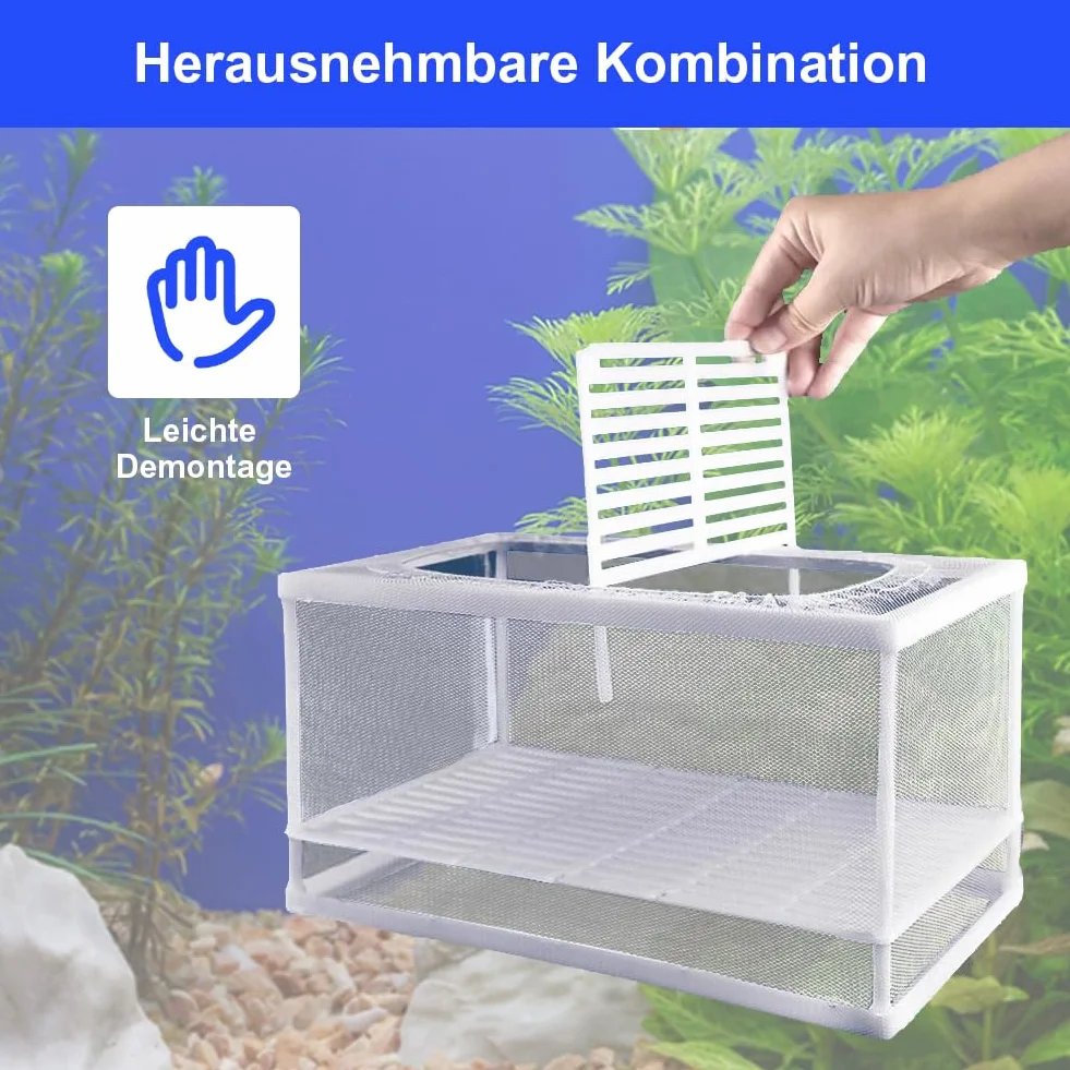 Bassin d'élevage 260 x 155 x 150 mm avec filet d'isolation et ventouses pour aquarium