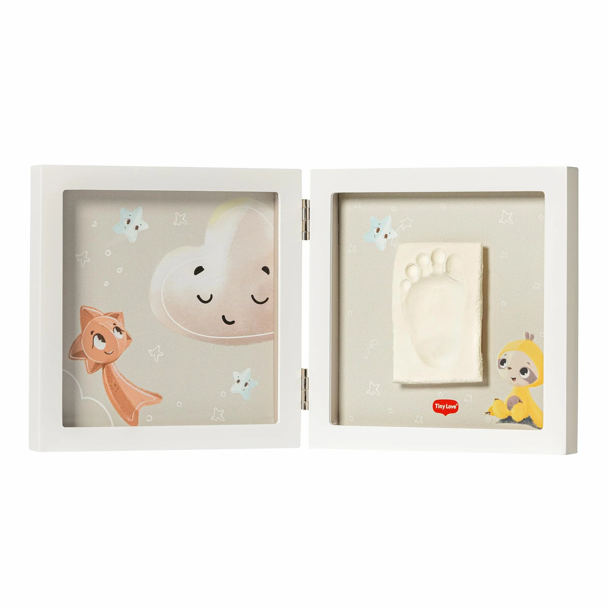 Tiny Love Tiny Creations Kit Argile Photo Bébé Empreinte Pied Main, Cadeau Naissance, Blanc