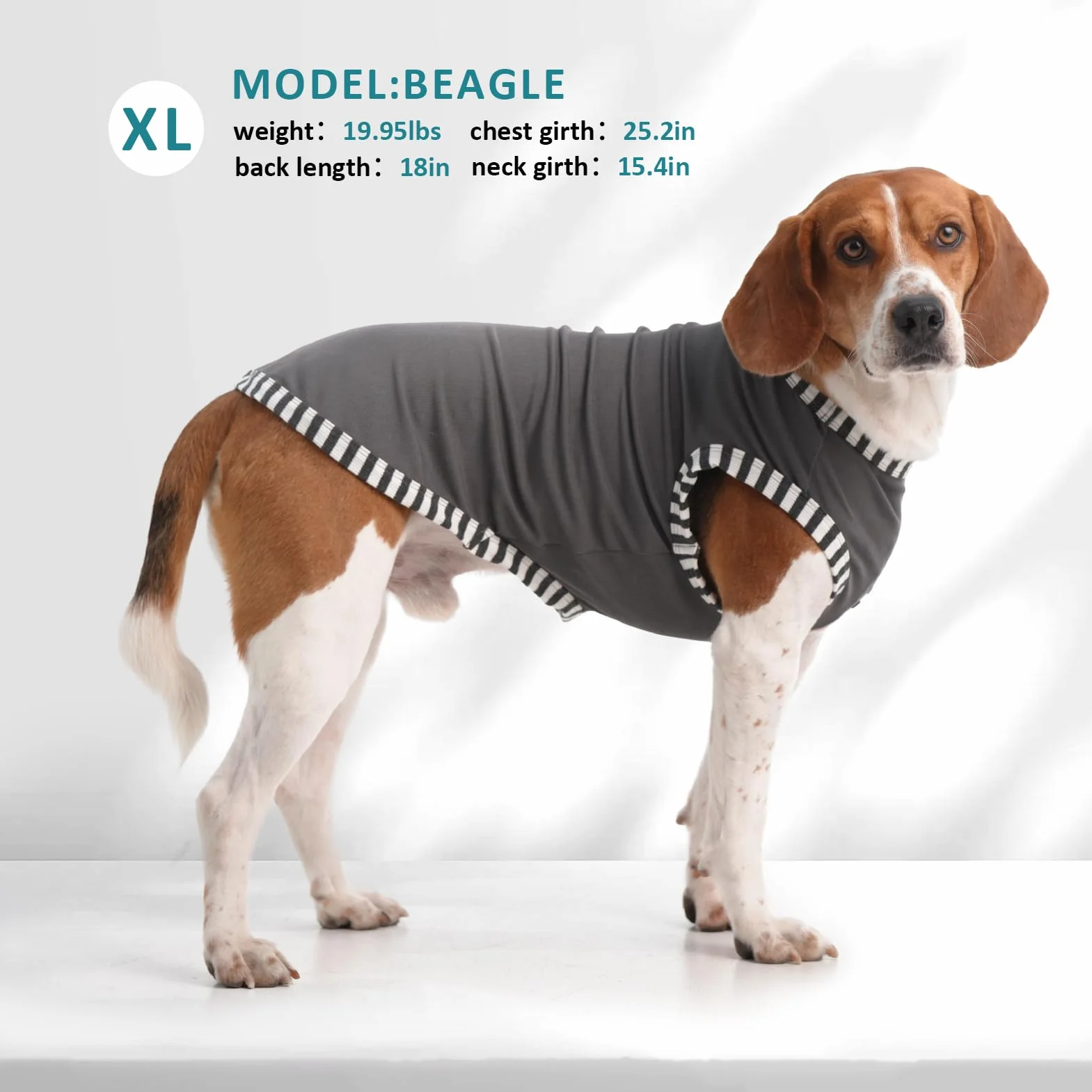 Chemises pour chien Lot de 2 gris bleu élastique grande taille t-shirt été respirant sans manches rayures labrador Golden