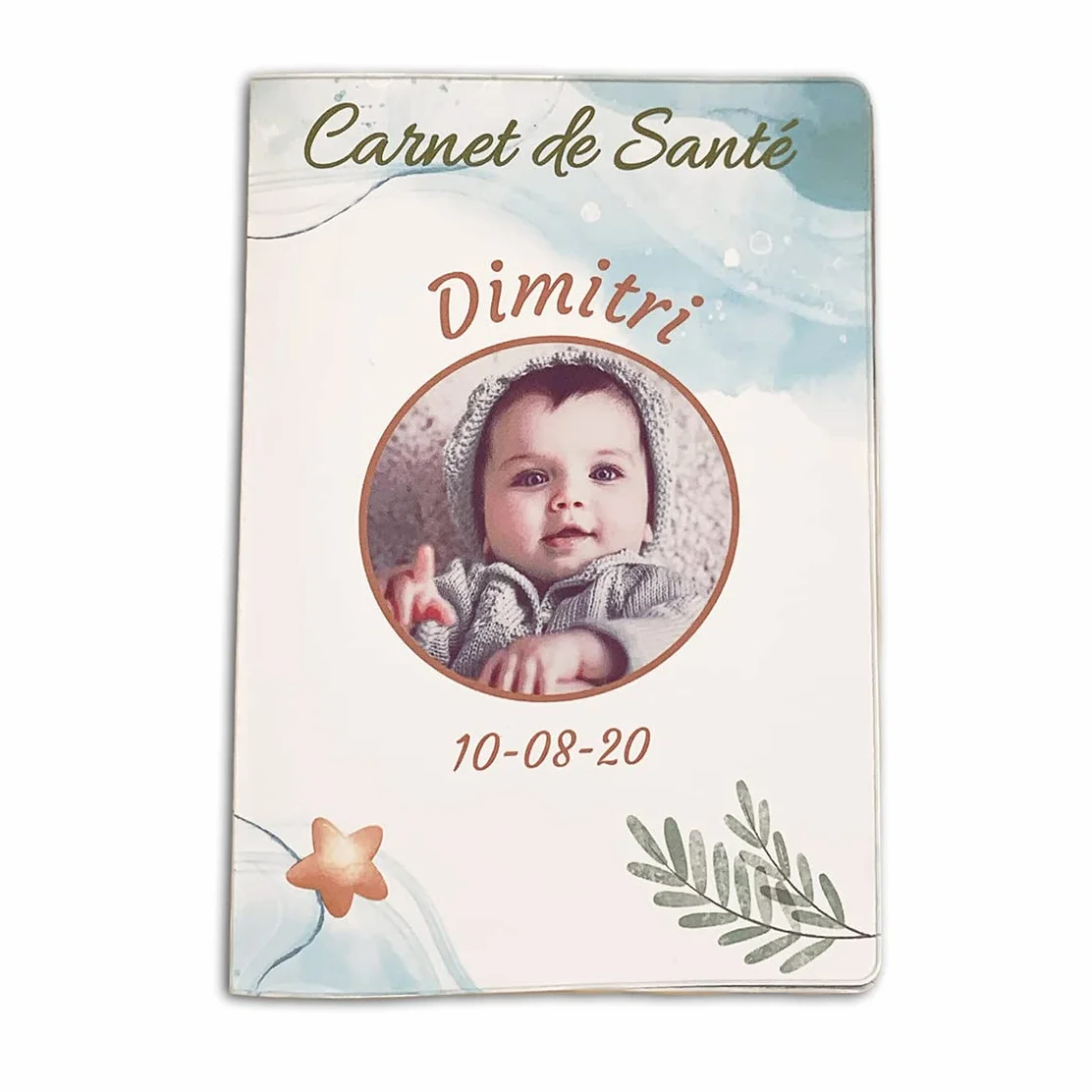 Protège Carnet de Santé Personnalisé Fabriqué en France Bleu Étoile Dorée