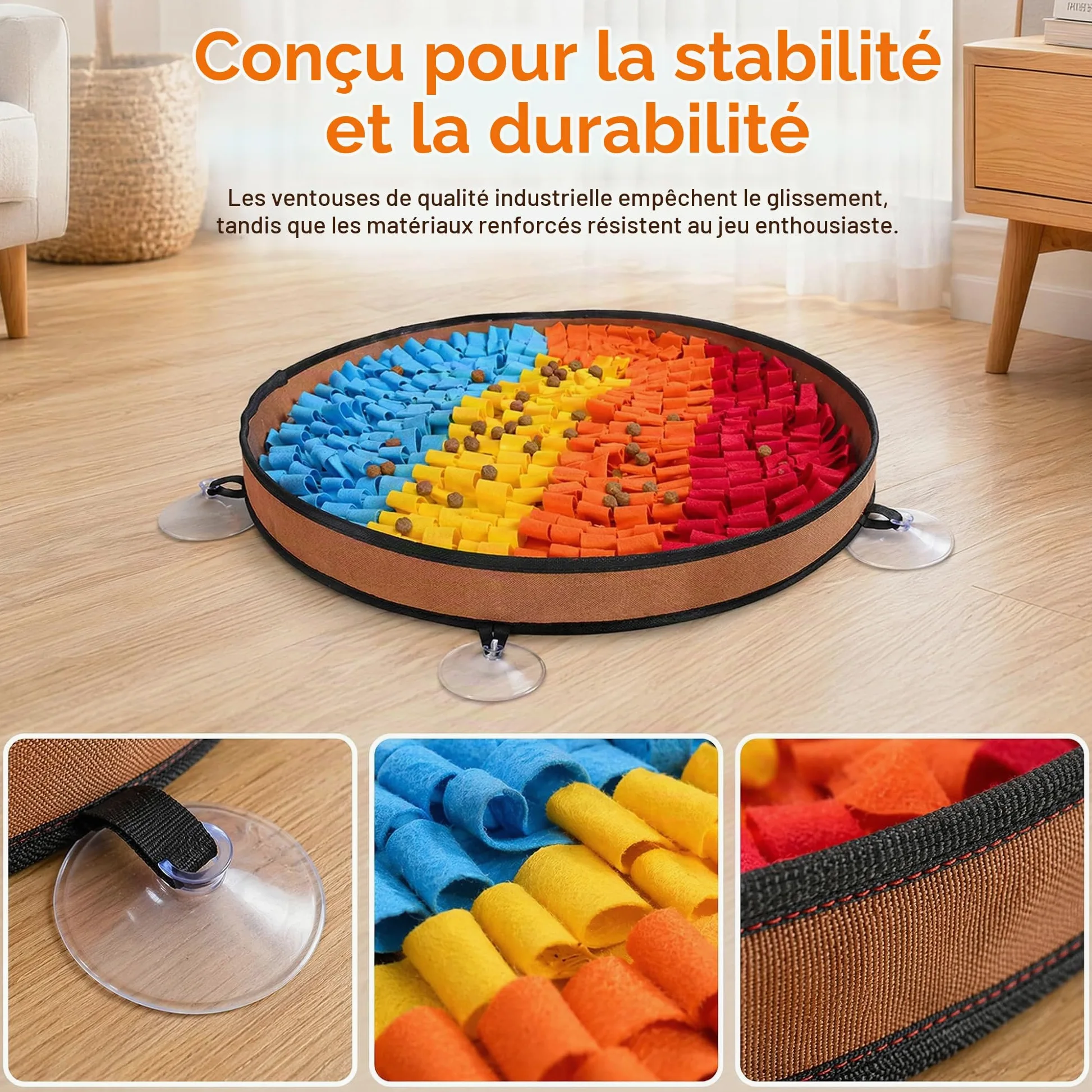 Tapis de Fouille Chien, 48cm Tapis de Léchage Chien avec Ventouses et Base Antidérapante, Tapis d'alimentation Lente en Feutre, Jeu d'Éveil pour Stimulation Mentale et Réduction du Stress