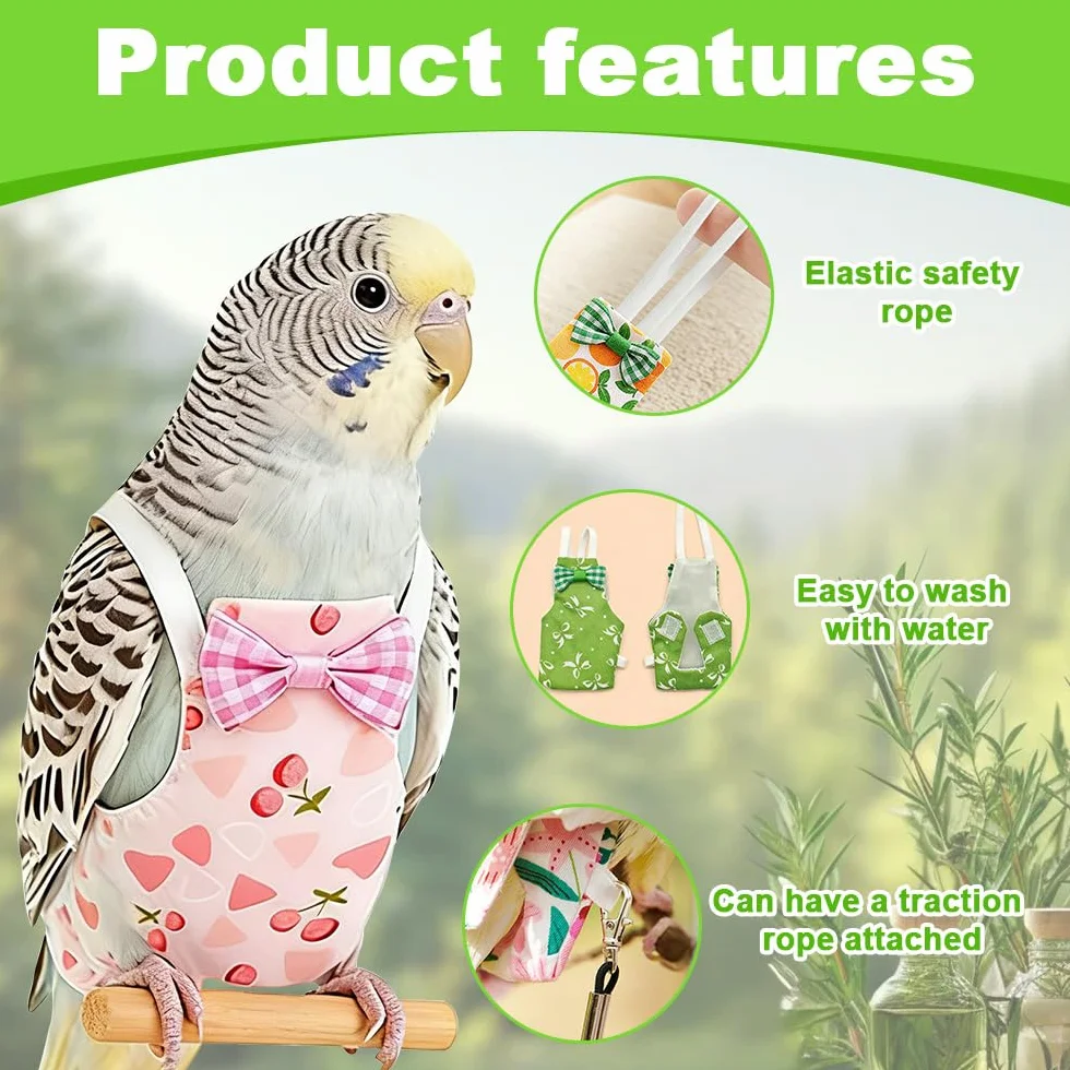 Lot de 5 Couches Réutilisables pour Perroquets, Culotte d'Entraînement pour Oiseaux de Compagnie