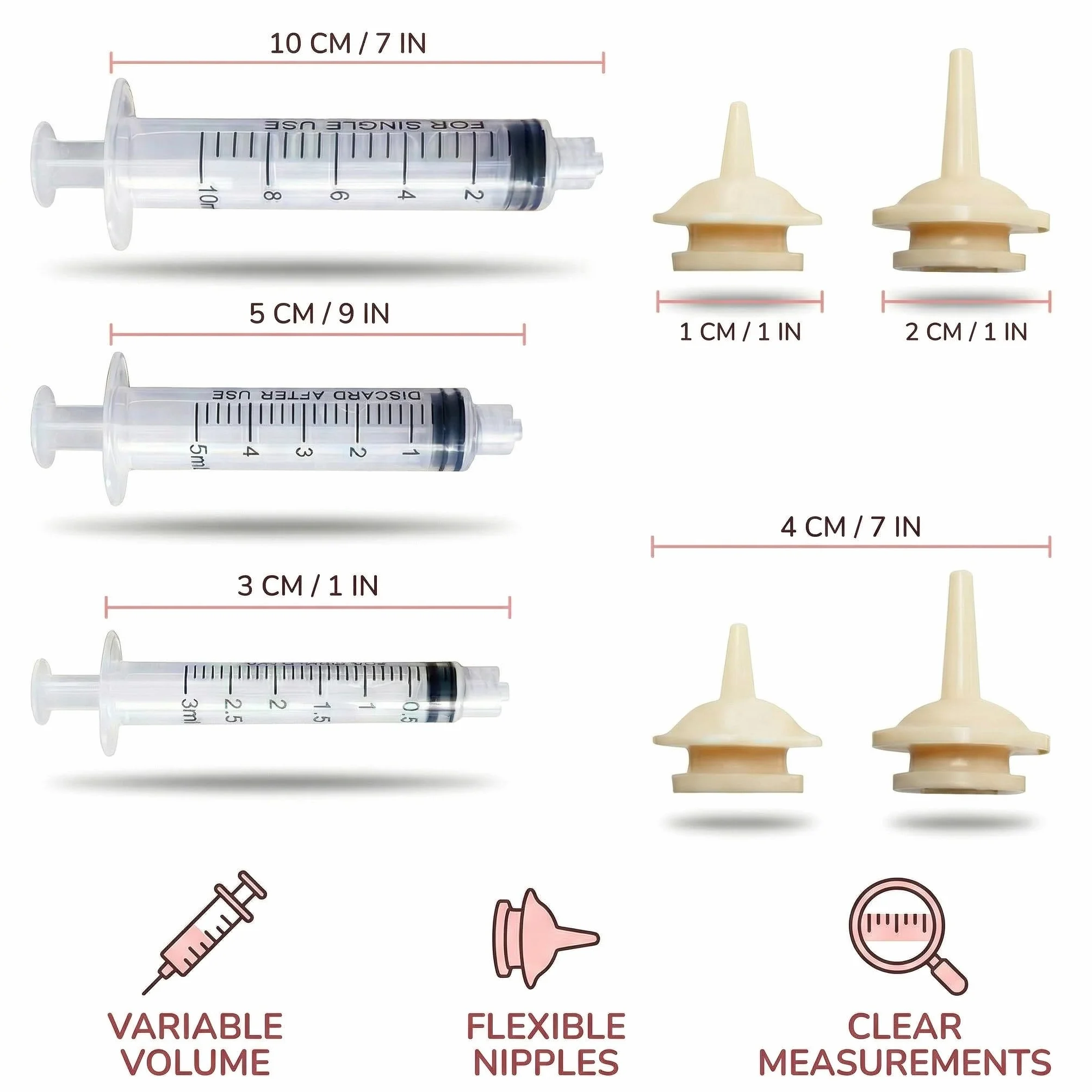 Kit de 10 Pièces pour Chatons - Mini Seringues à Tétons en Silicone Réutilisables