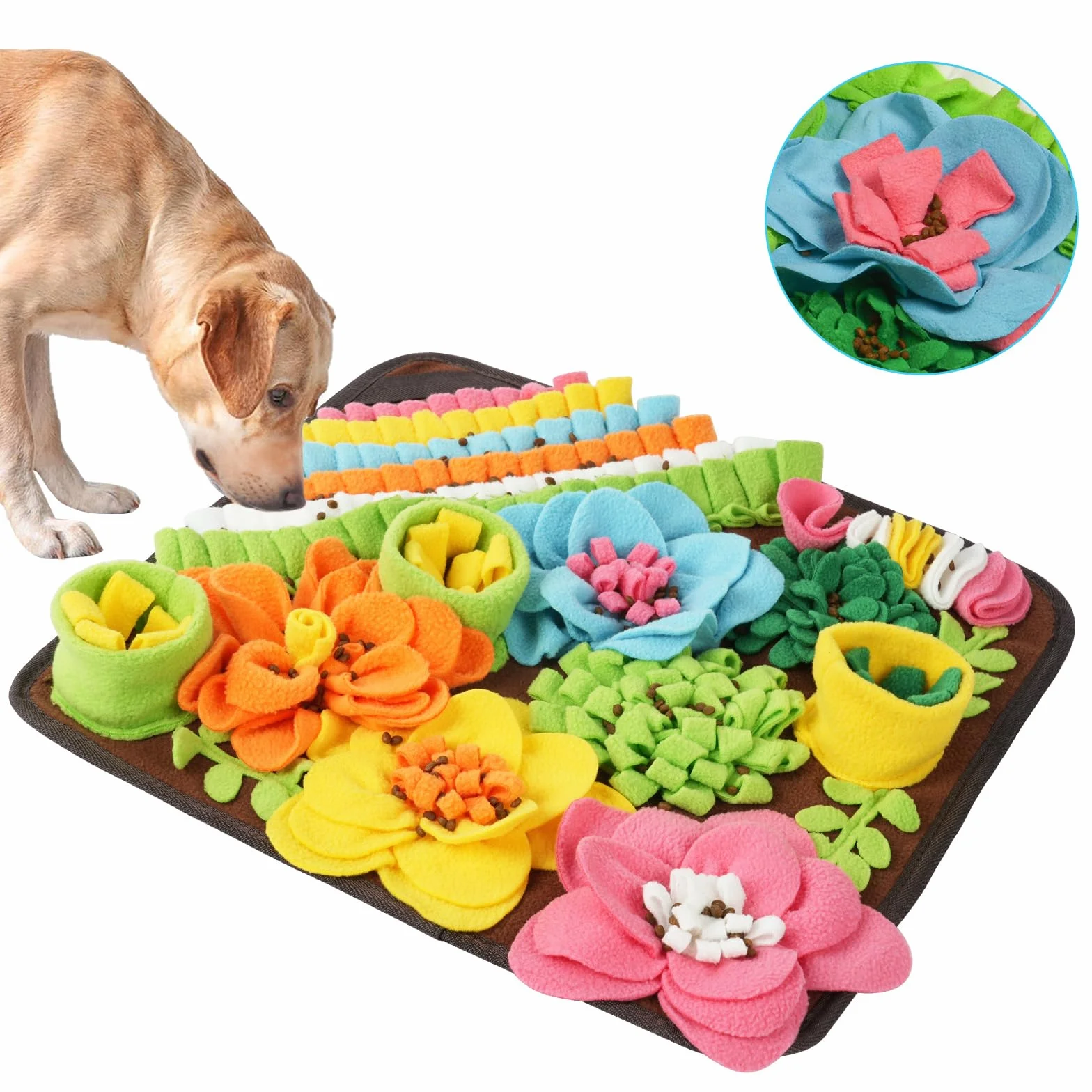 Tapis à renifler pour Chien OSDUE 39x39cm Tapis de Fouille Alimentation Lente Lavable Pliable Brun