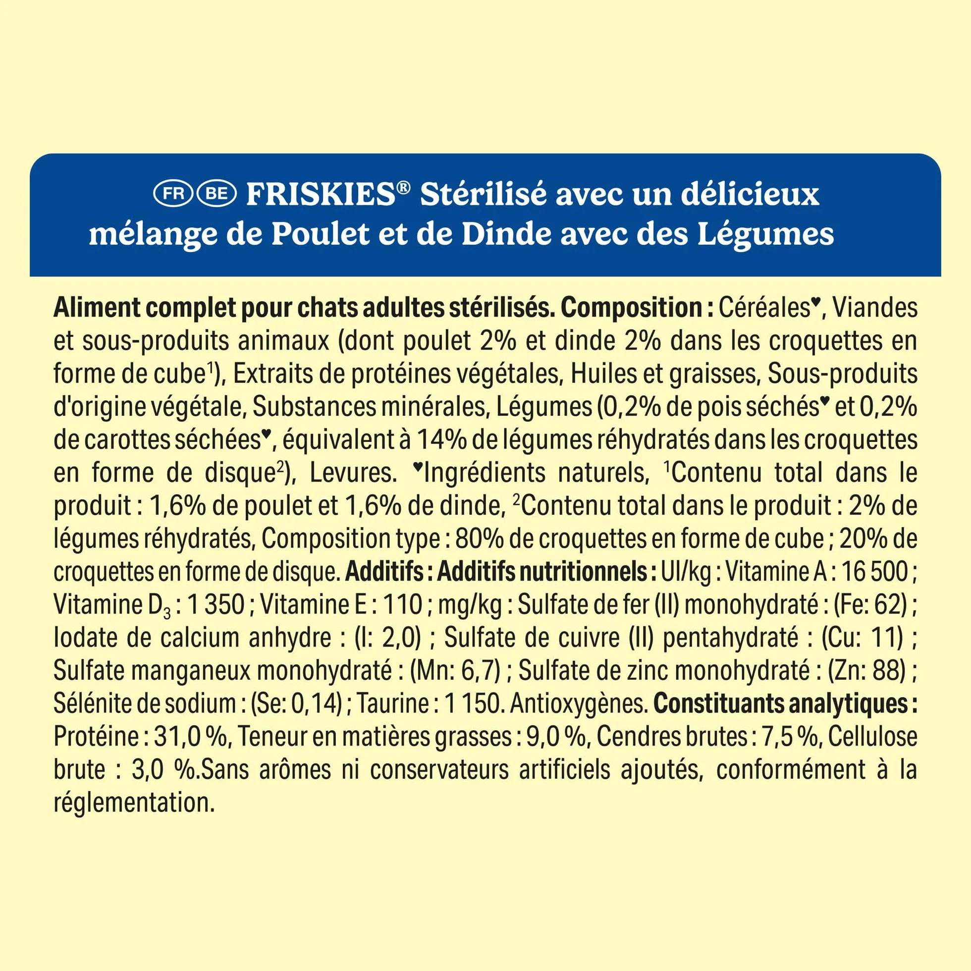 FRISKIES Chat Aliment Complet pour Chats Adultes Stérilisés Dinde Poulet Légumes Croquettes 1,5 kg