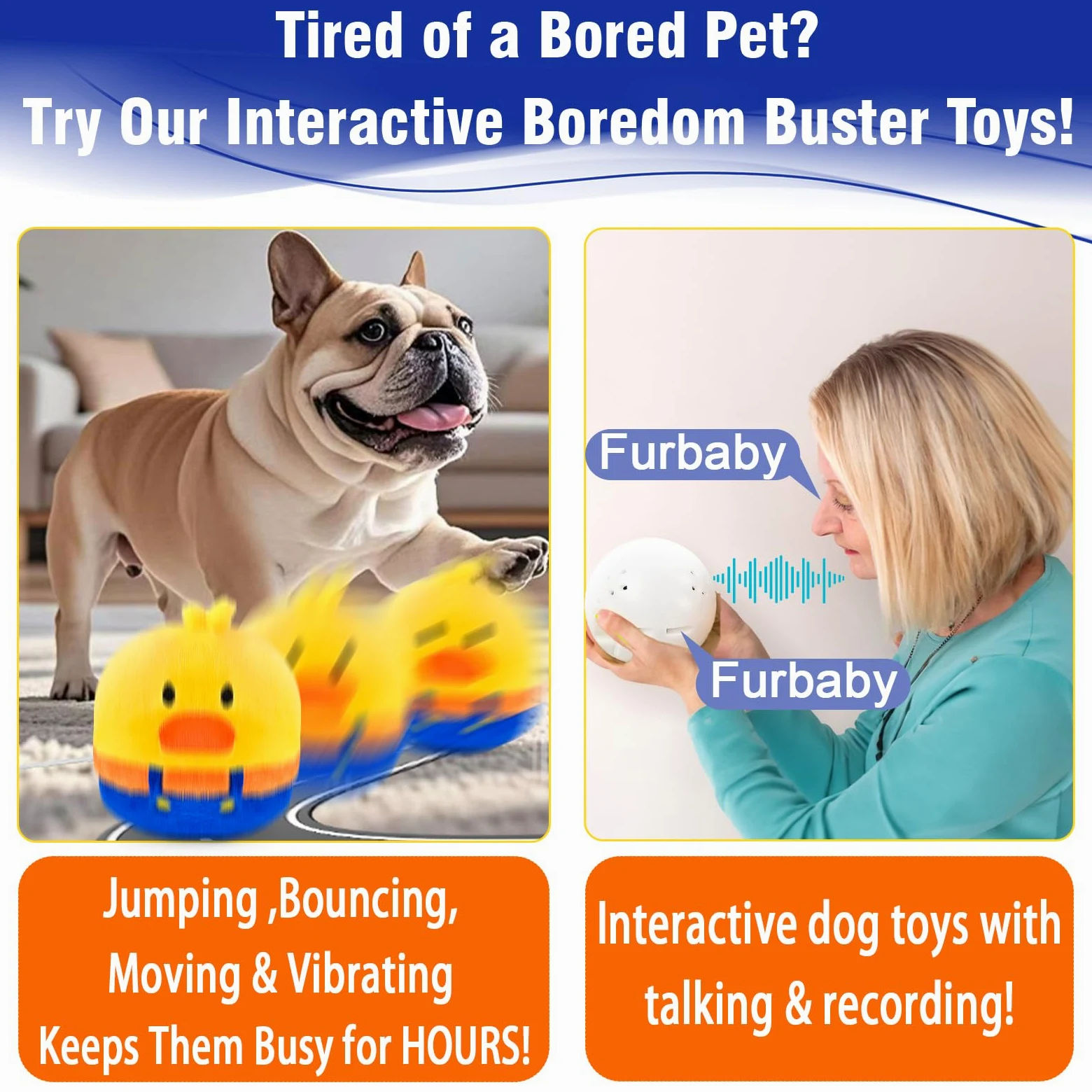 Jouets interactifs pour chien avec balle mobile intégrée, fonctions saut et modes silencieux, jouets pour chiots et jouets pour animaux de compagnie pour les garder occupés, rechargeables