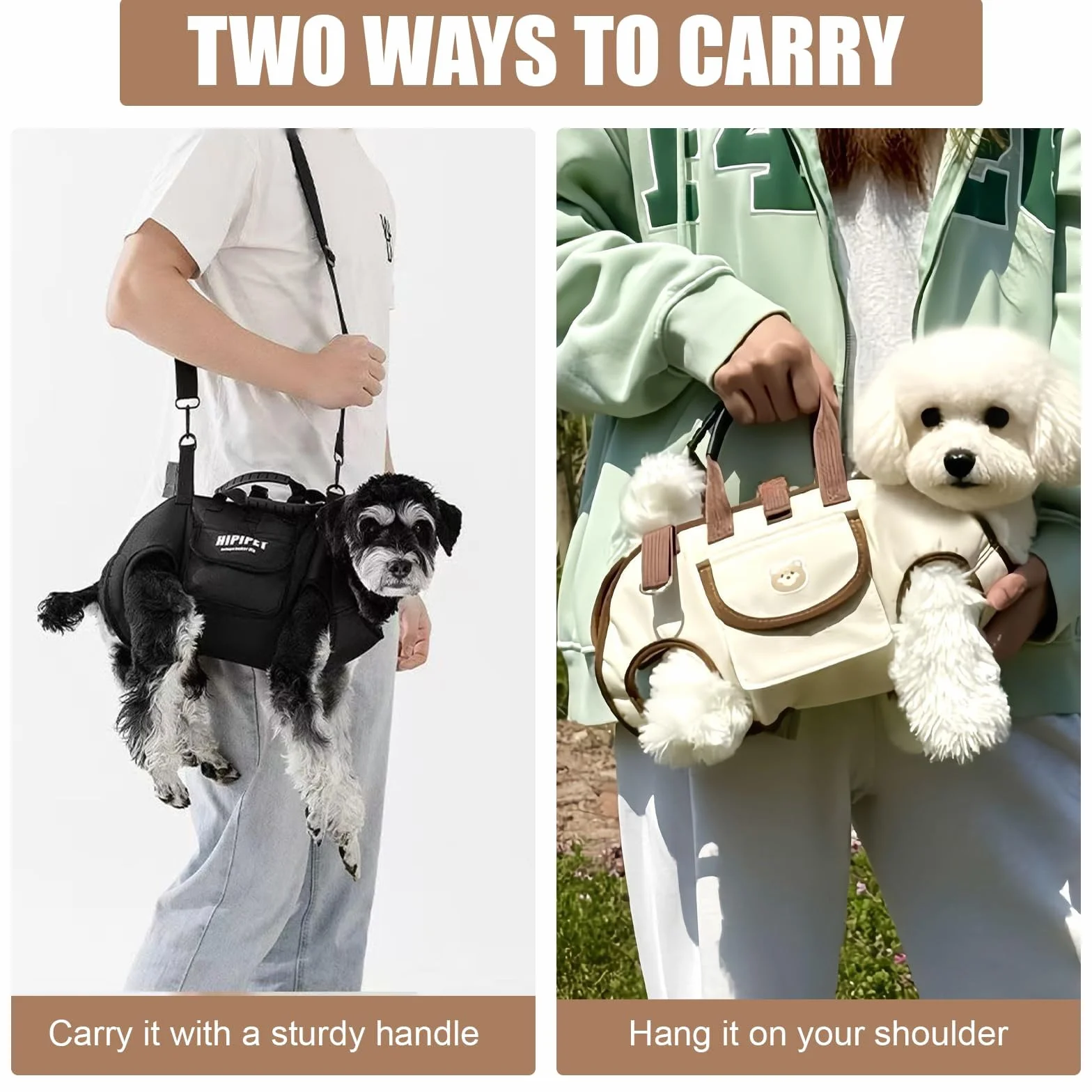 Sac à Dos Mains Libres pour Yorkie, Harnais de Levage Complet pour Petits Chiens, Sangles réglables et Respirantes avec Petit Sac à friandises pour Chiots (Noir,Medium)