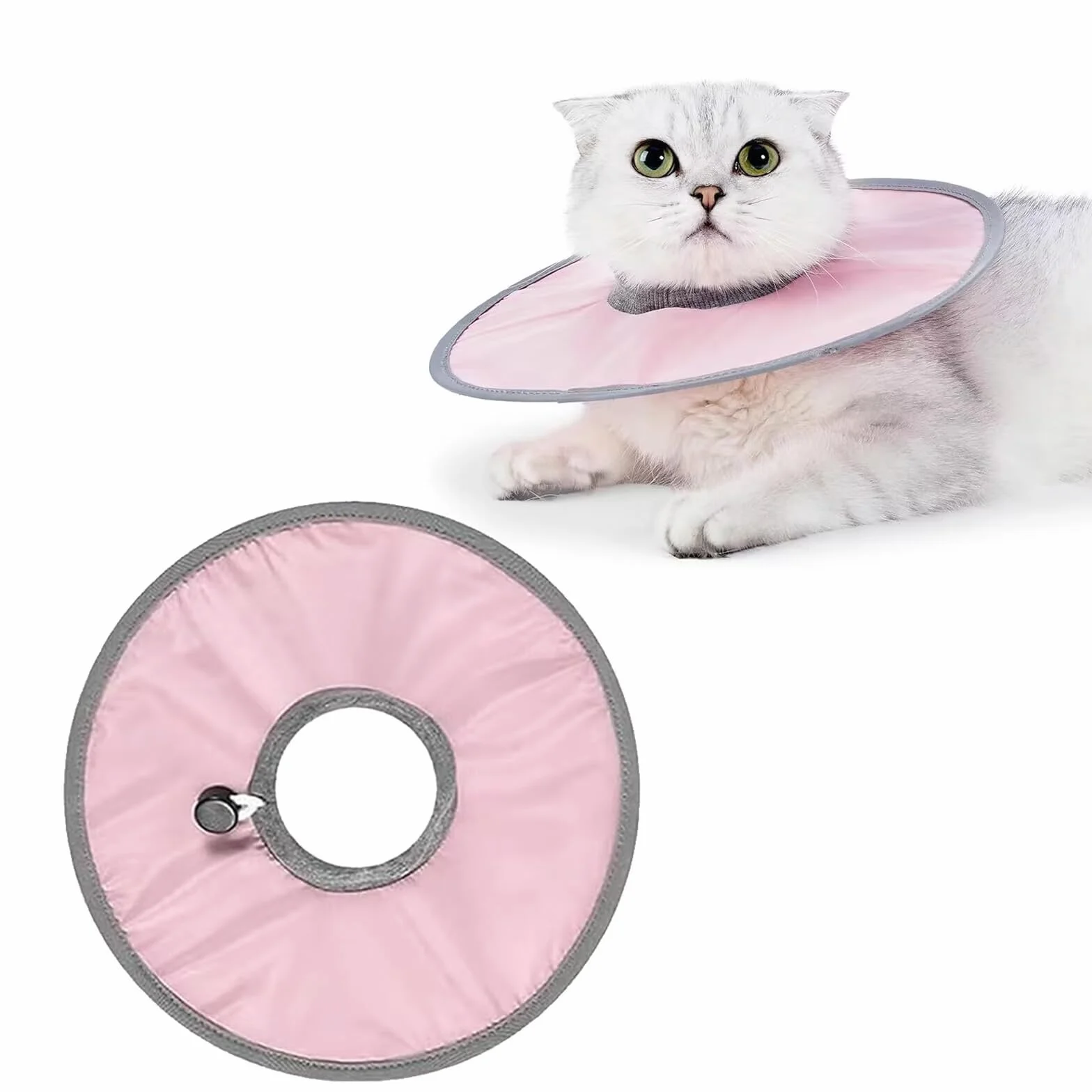 Collerette Chat Anti Lechage Ajustable Collier Récupération Postopératoire Anti-Morsure Rose