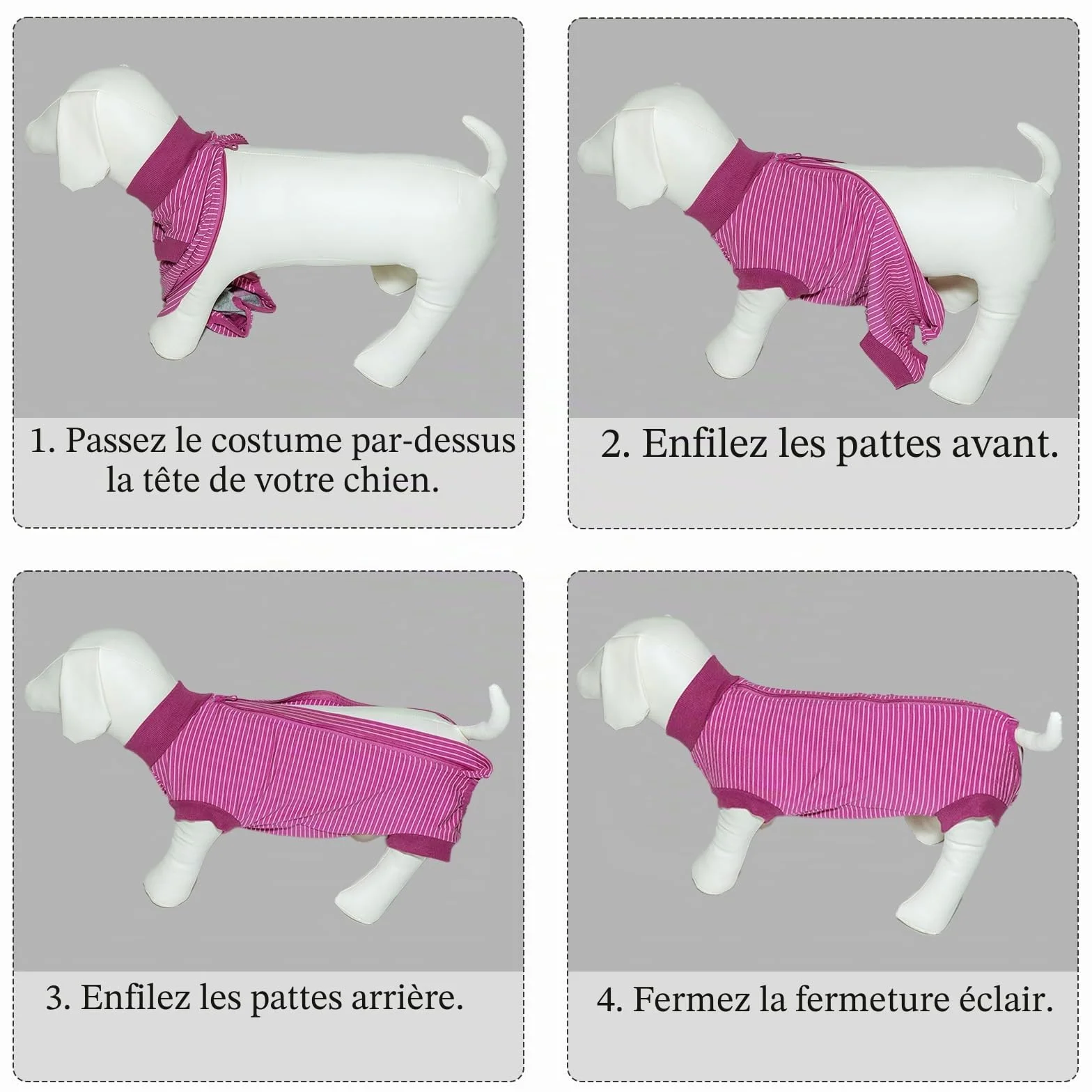 Combinaison Chien Post Operatoire Femelle Male Body Stérilisation Fuchsia