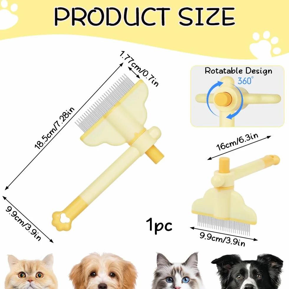 OFFCUP Peigne Autonettoyant pour Chats Conception Rotative Bouton Libération Poils Morts