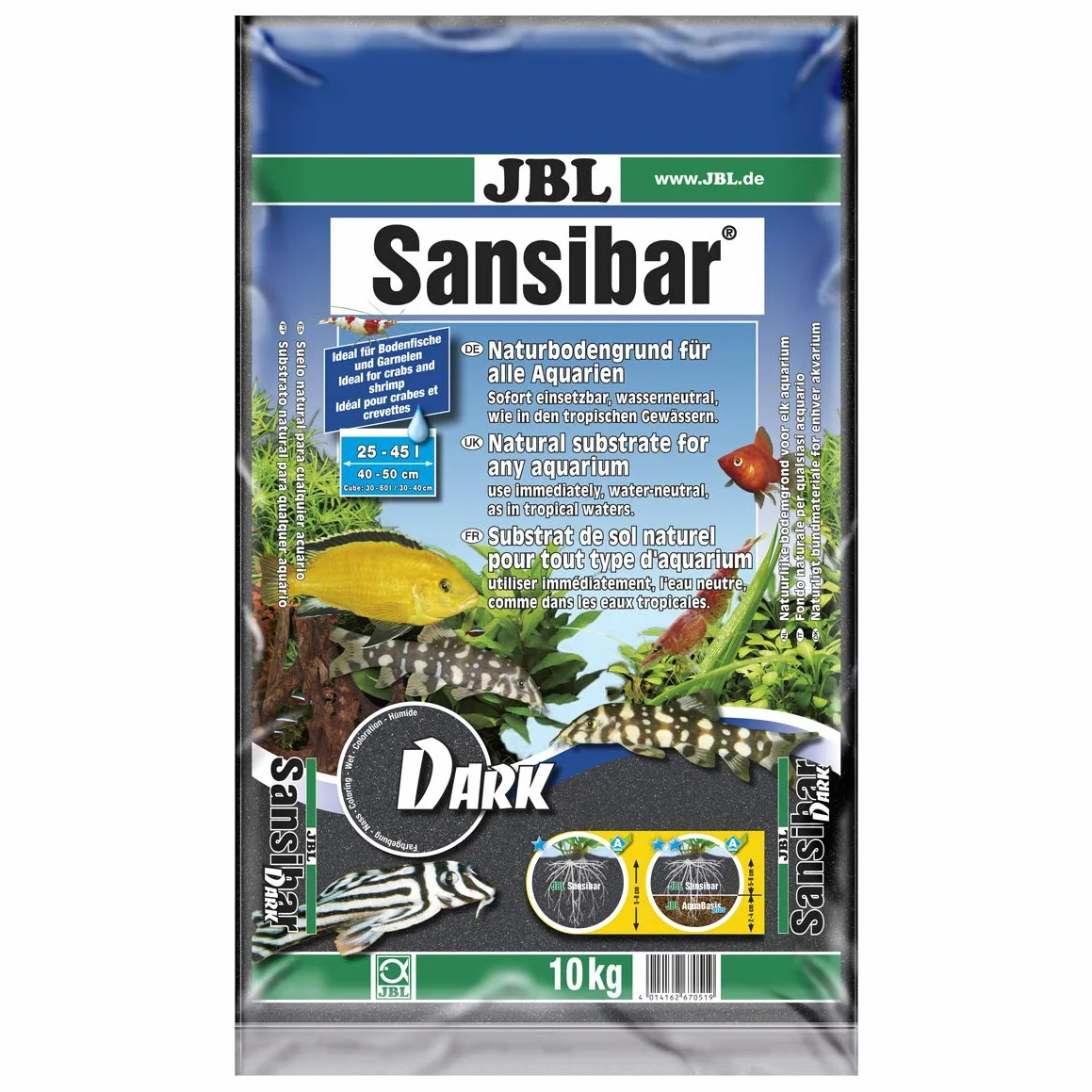 JBL Sansibar Substrat Gravier Aquariophilie Foncé 10 kg