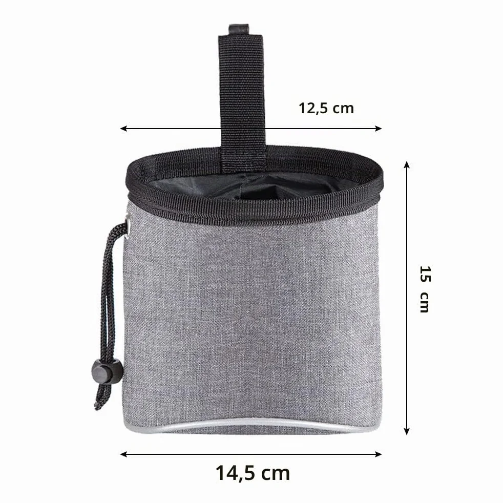 Sac d'entraînement pour Chiens avec Distributeur de Sacs à Crotte et Ceinture Ajustable Gris