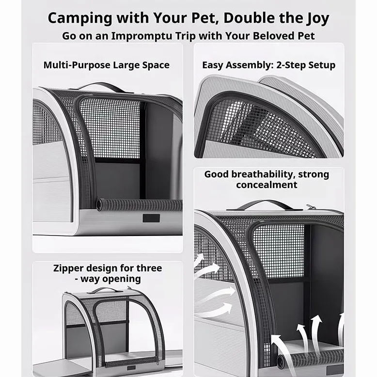 Cage de Transport Chien pour VW T-Roc/T-Cross/Multivan, Caisse Chien Voiture Coffre Siège Arrière, Tissu Oxford Respirant 3 Portes Éclair d'Habitacle,Grey