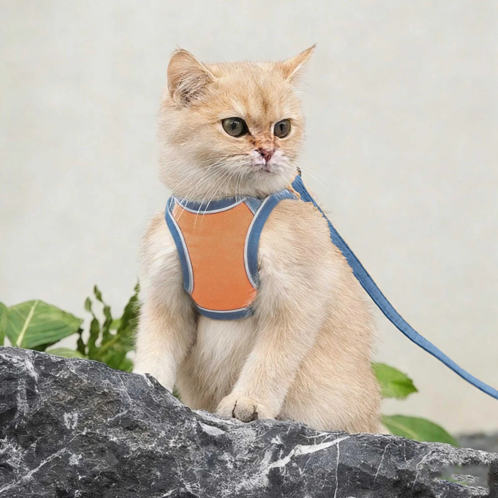 Harnais anti-fugue pour chat et chiot réglable orange L