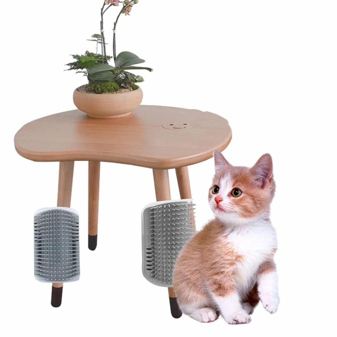 Brosse pour Chat Murale Coin, 2 Pièces Peigne Toiletteur avec Herbe à Chats et Vis