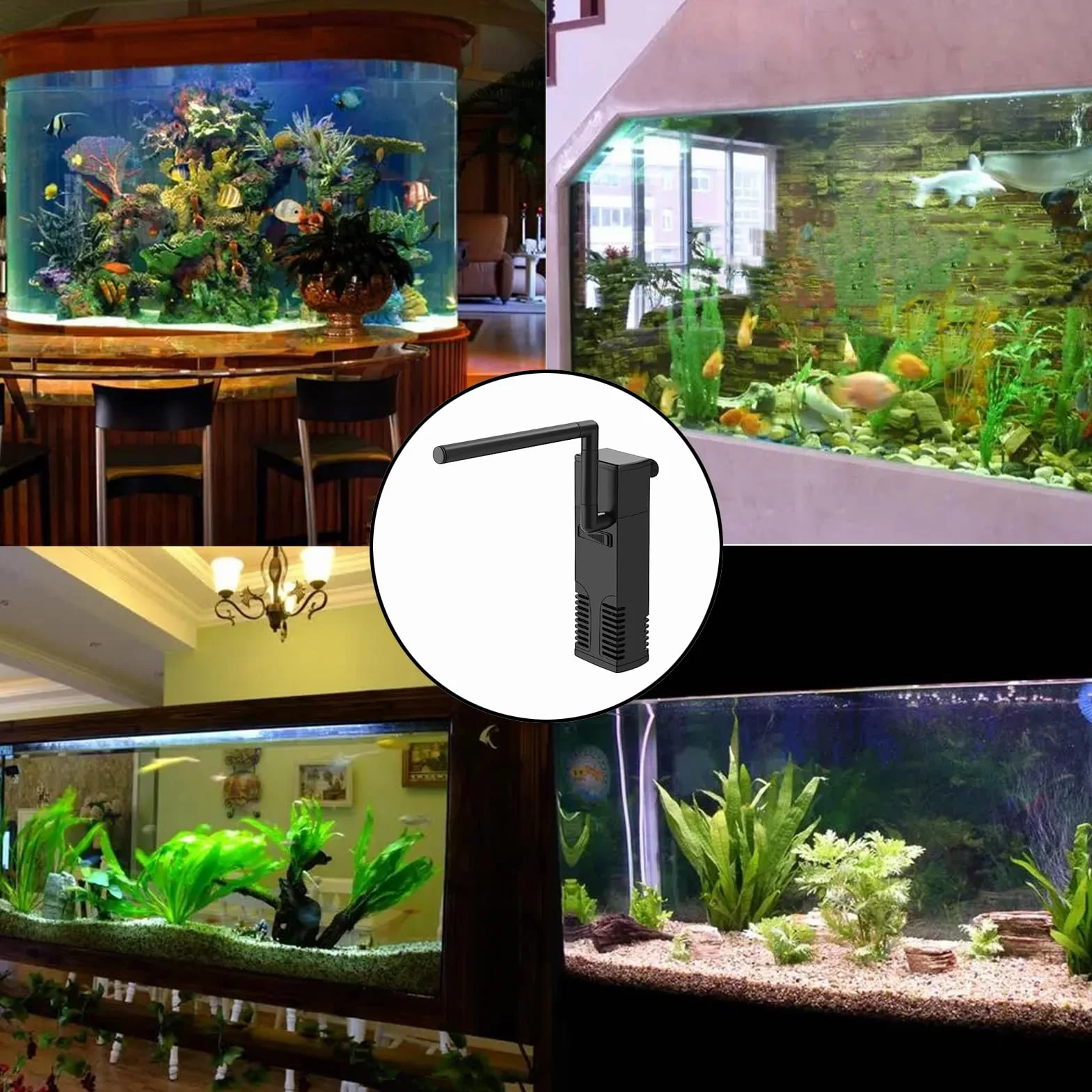 GERUI Filtre d'aquarium Pompe 4W 300L/h Circulation d'eau réglable pour Aquarium 60L