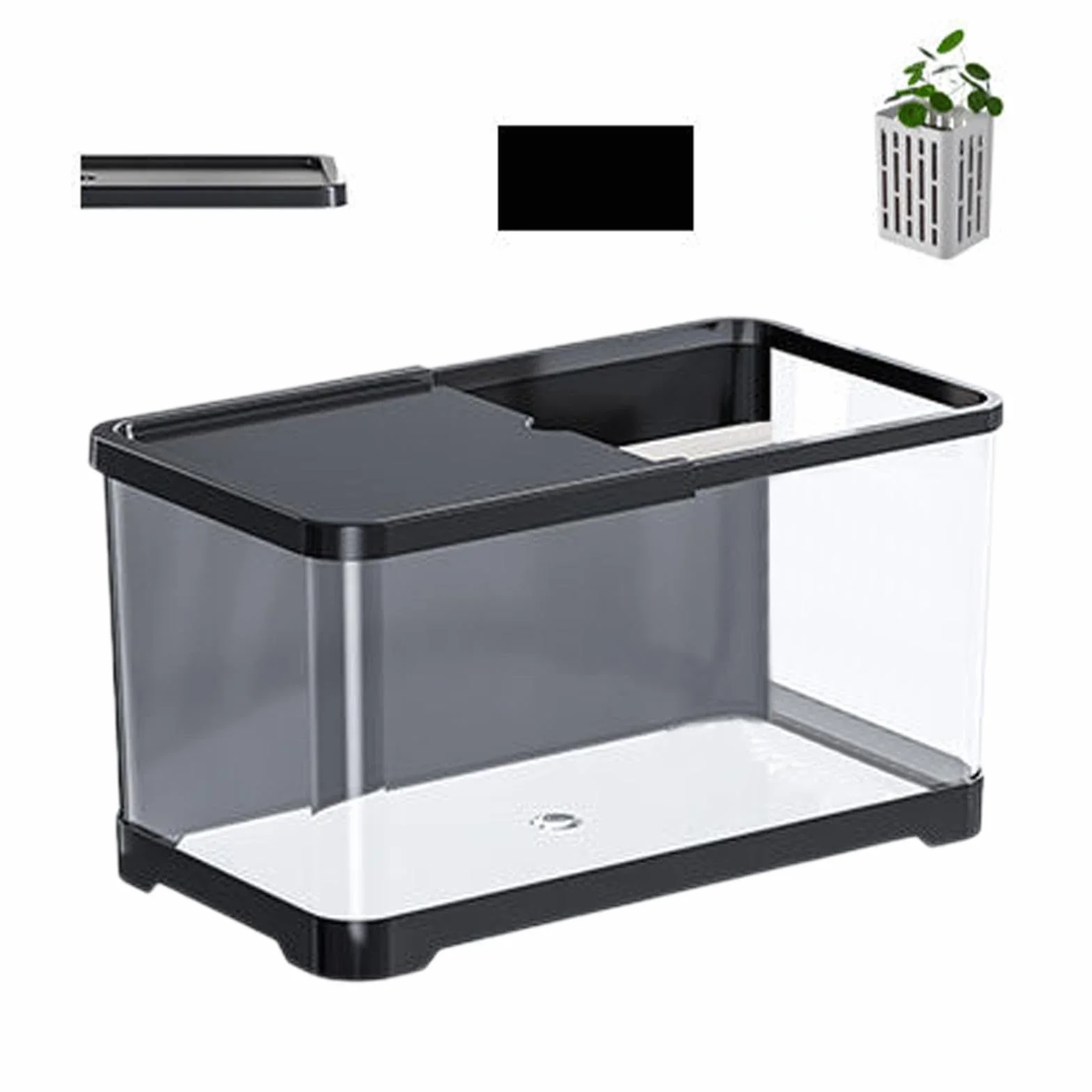 Kit de Démarrage pour Petit Aquarium Décoratif - Réservoir Créatif pour Poissons Rouges, Guppy, Crevettes avec Panier