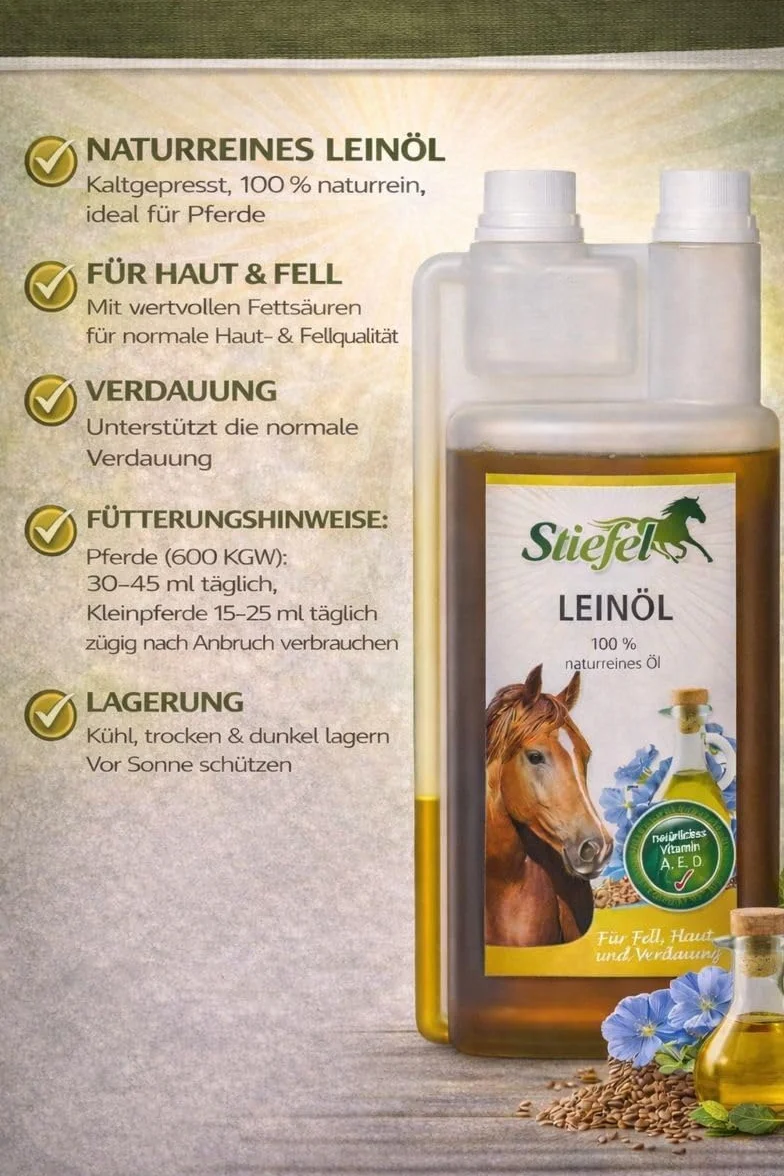 Huile de lin pour chevaux - Lot de 2 x 1 l - Complément alimentaire naturel
