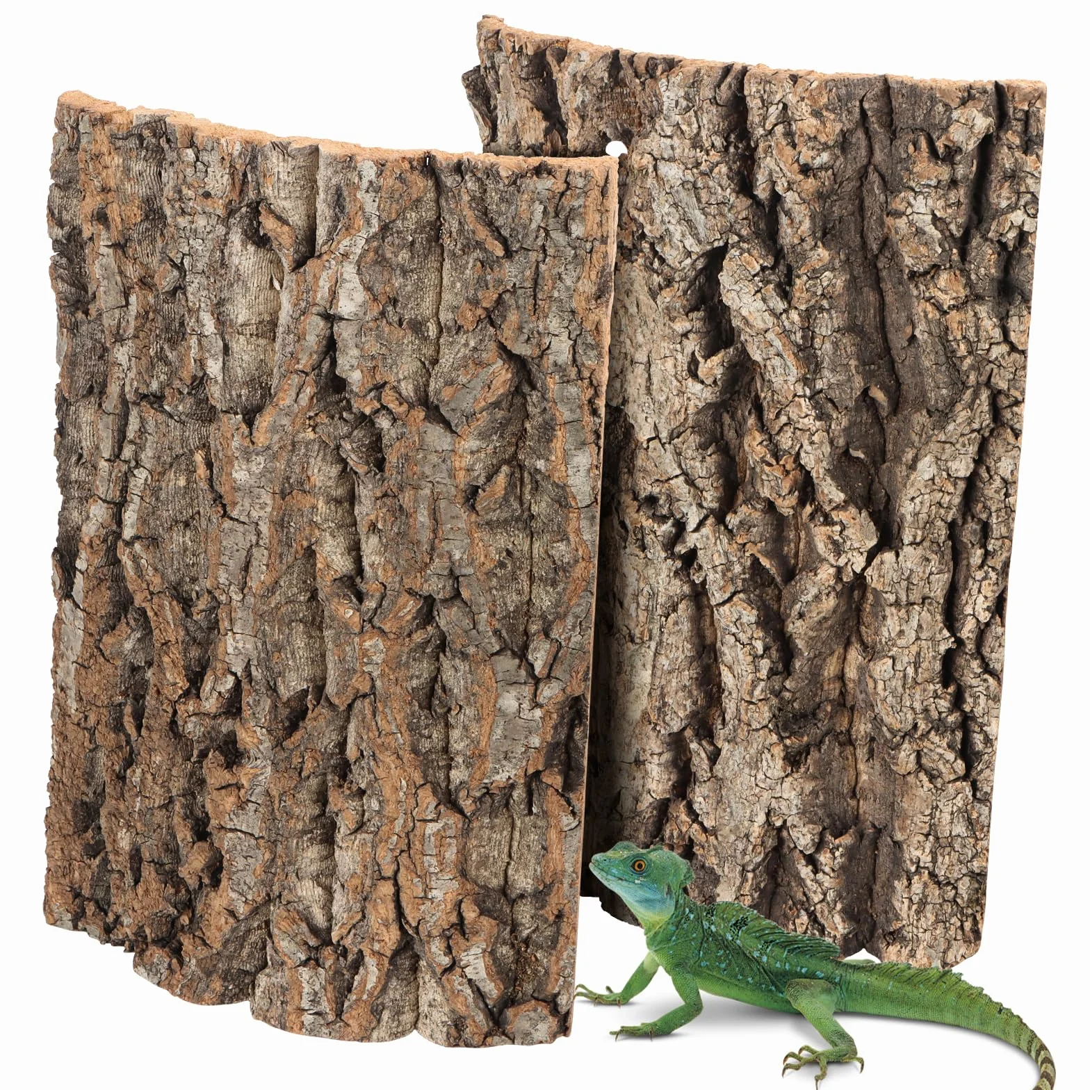 Lot de 2 parois arrière en écorce de liège pour terrarium - Aspect naturel - Surface d'escalade pour reptiles gecko, barbes, tortues