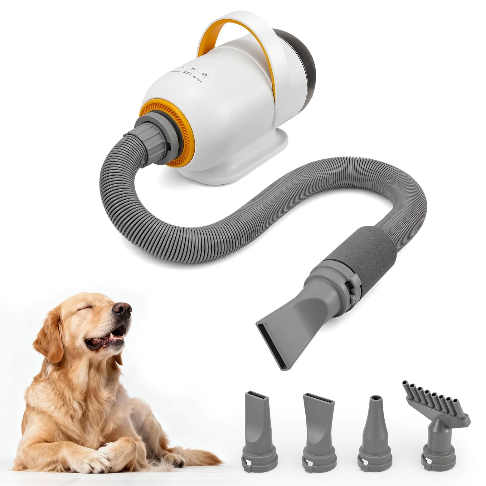 Sèche-chien 3200 W pour animaux de compagnie avec 7 vitesses, souffleur avec 4 embouts, sèche-cheveux pour chien avec fonction air chaud et froid, kit de toilettage pour chiens et chats