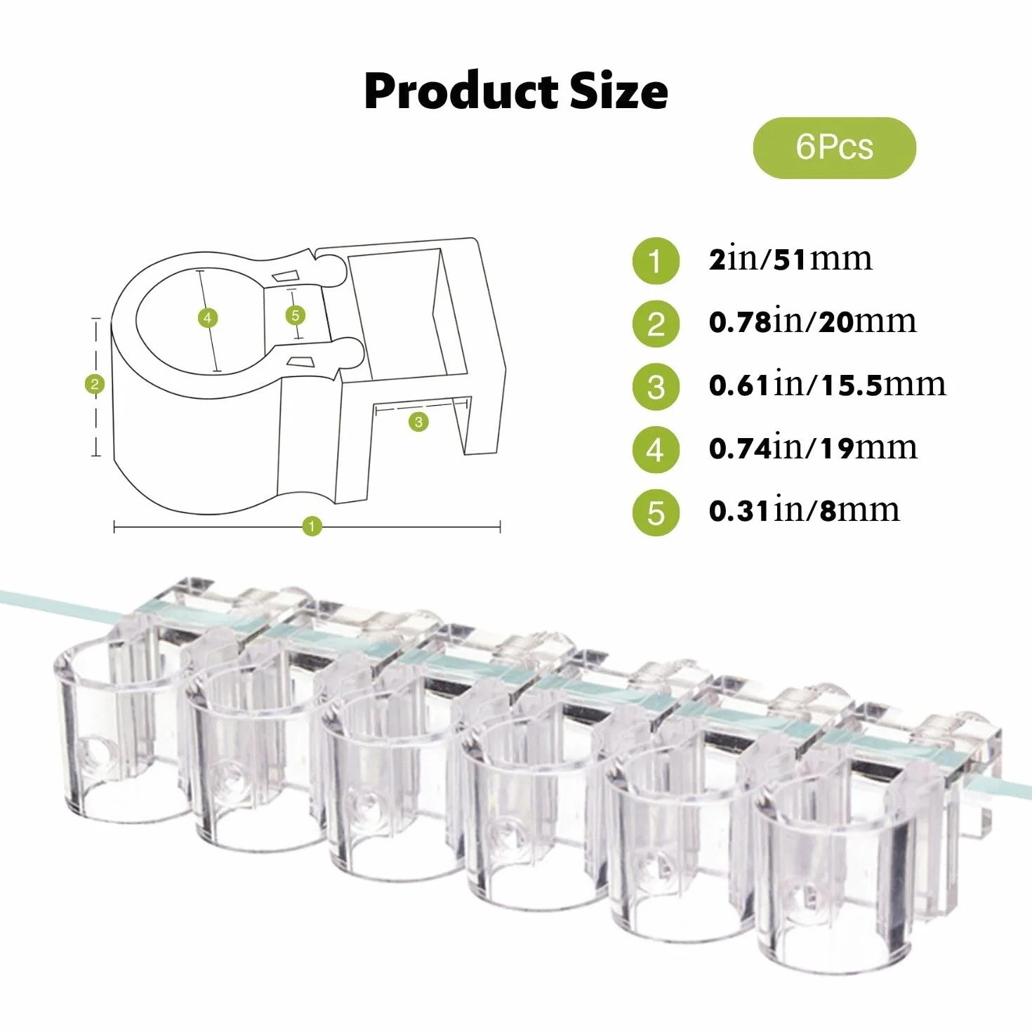 Supports pour plantes d'aquarium en acrylique - Lot de 6 clips réutilisables - Convient pour verre 0,39"-0,6"