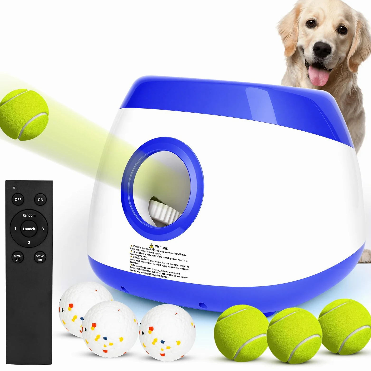 Lanceur de Balle pour Chien Automatique Jeu Intelligence Chien Balles de Tennis pour Chiens de Grand et Moyenne Taille