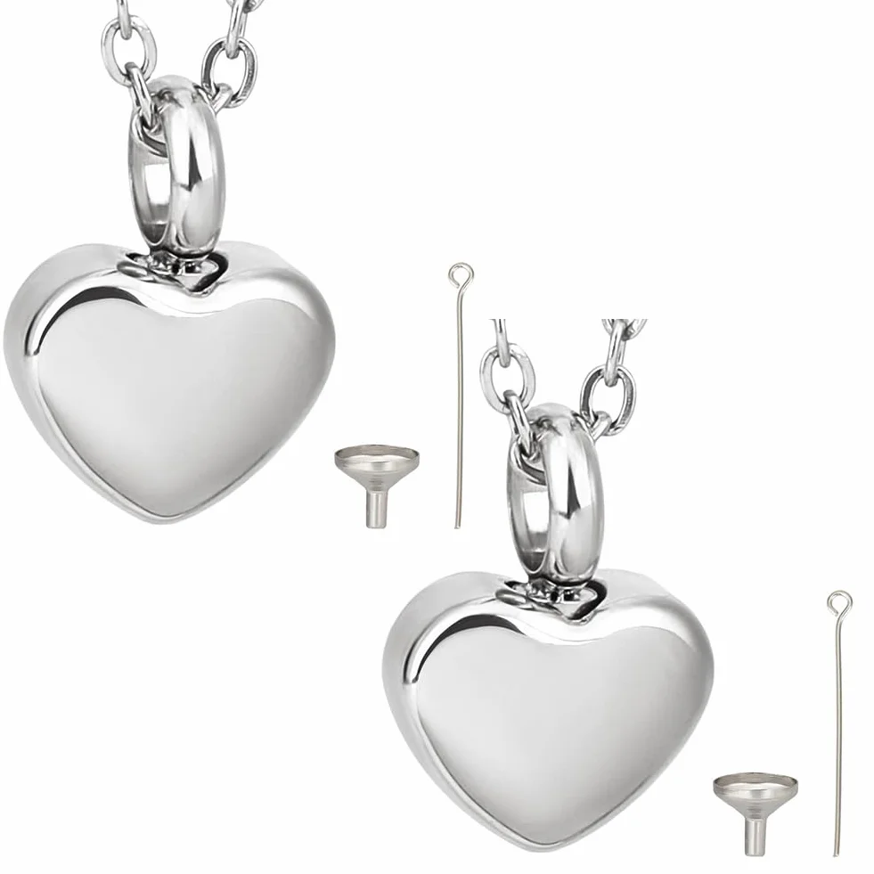 CREATCABIN Pendentif Urne Cœur Acier Inoxydable 1.2x1.7cm Souvenir Étanche