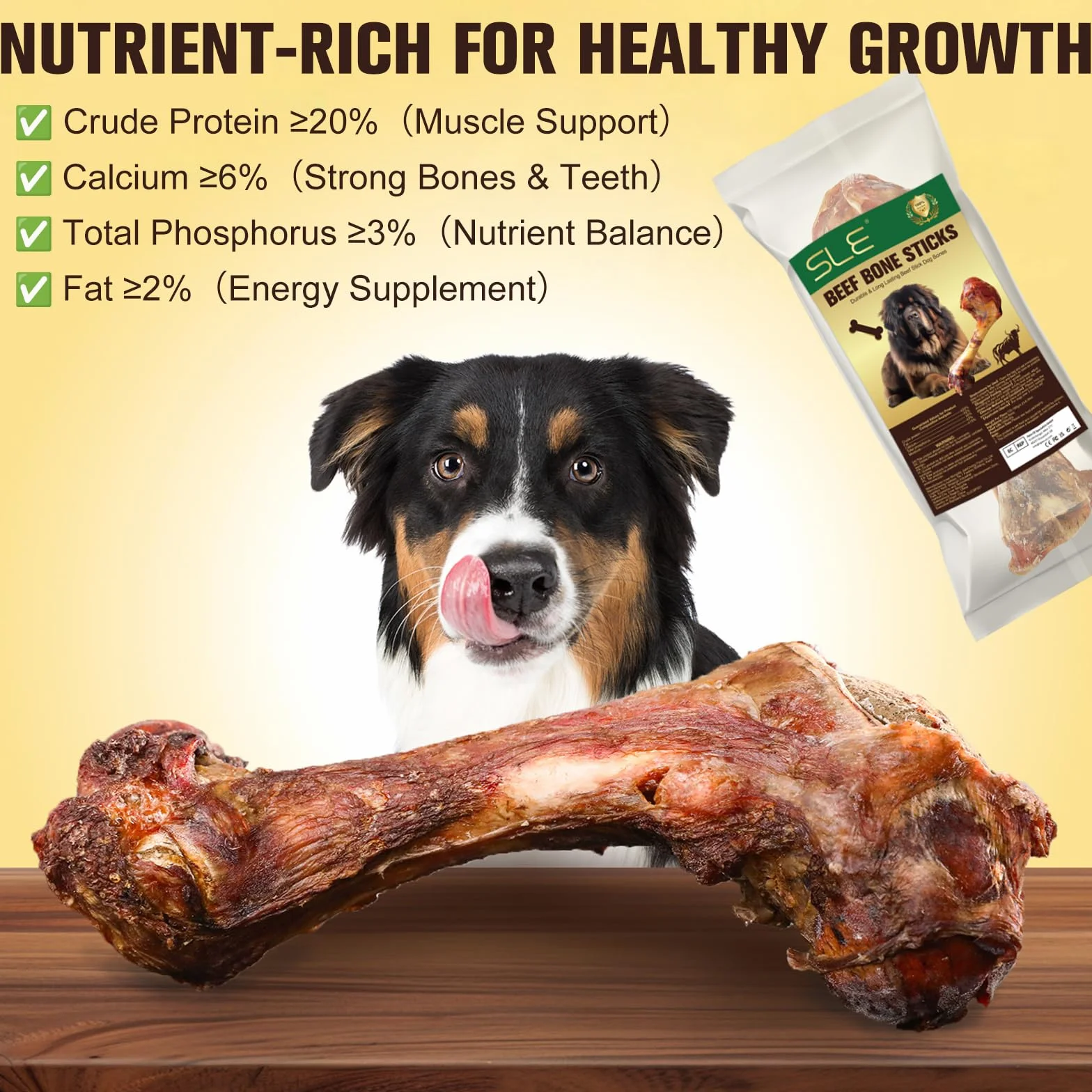Bœuf Os à Mâcher pour Chien Riche en Protéines Et Calcium, Côte de Bison naturels et sains pour Chiens, Friandises Mastication pour Petits, Moyens et Gros Chiens (S, Poisson)