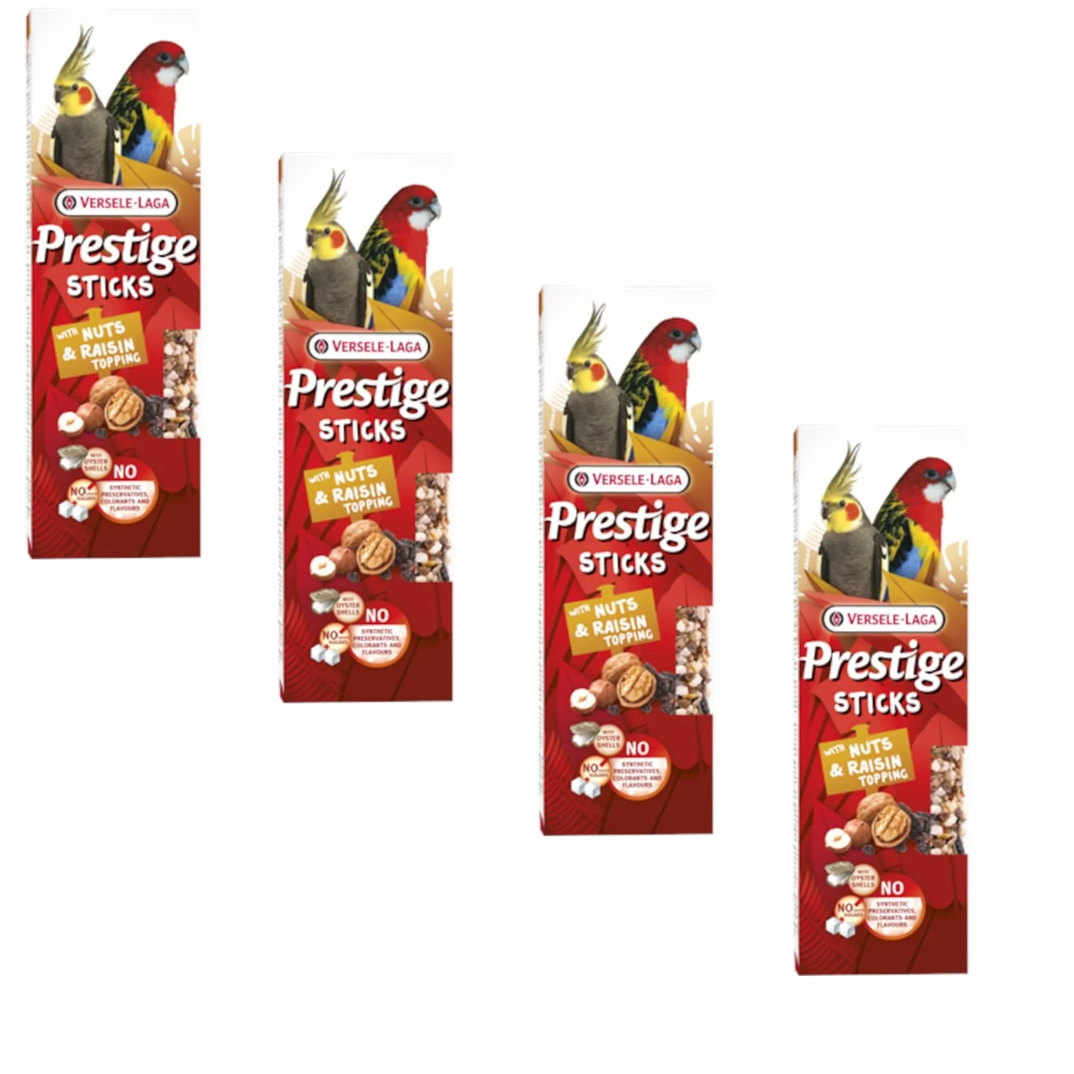 Versele-Laga Prestige Sticks Grandes Perruches Noix & Raisins Pack de 4 x 140 g Snack sans sucres ajoutés