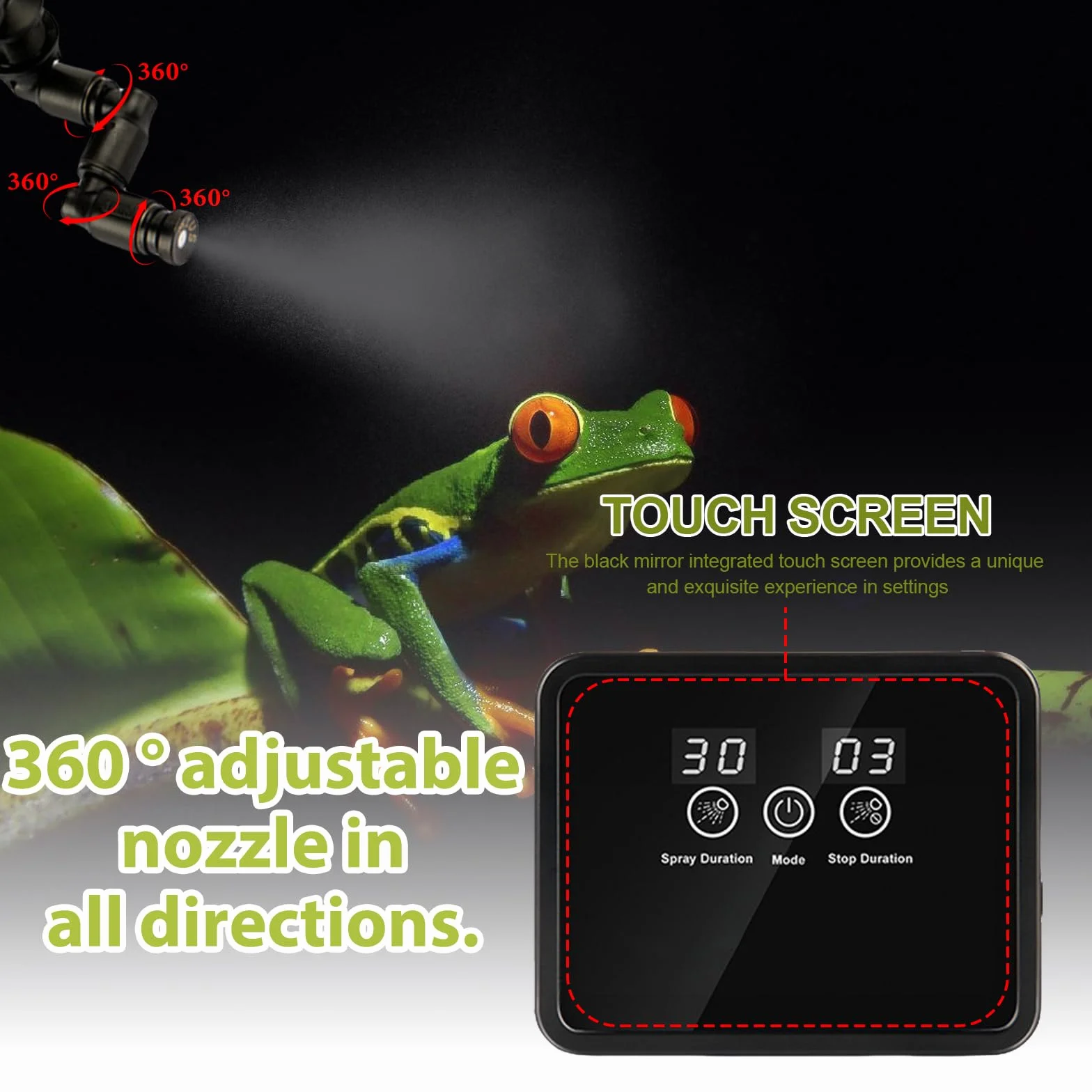Vegena Système Brumisation Humidificateur Terrarium pour Reptiles et Amphibiens avec Minuterie