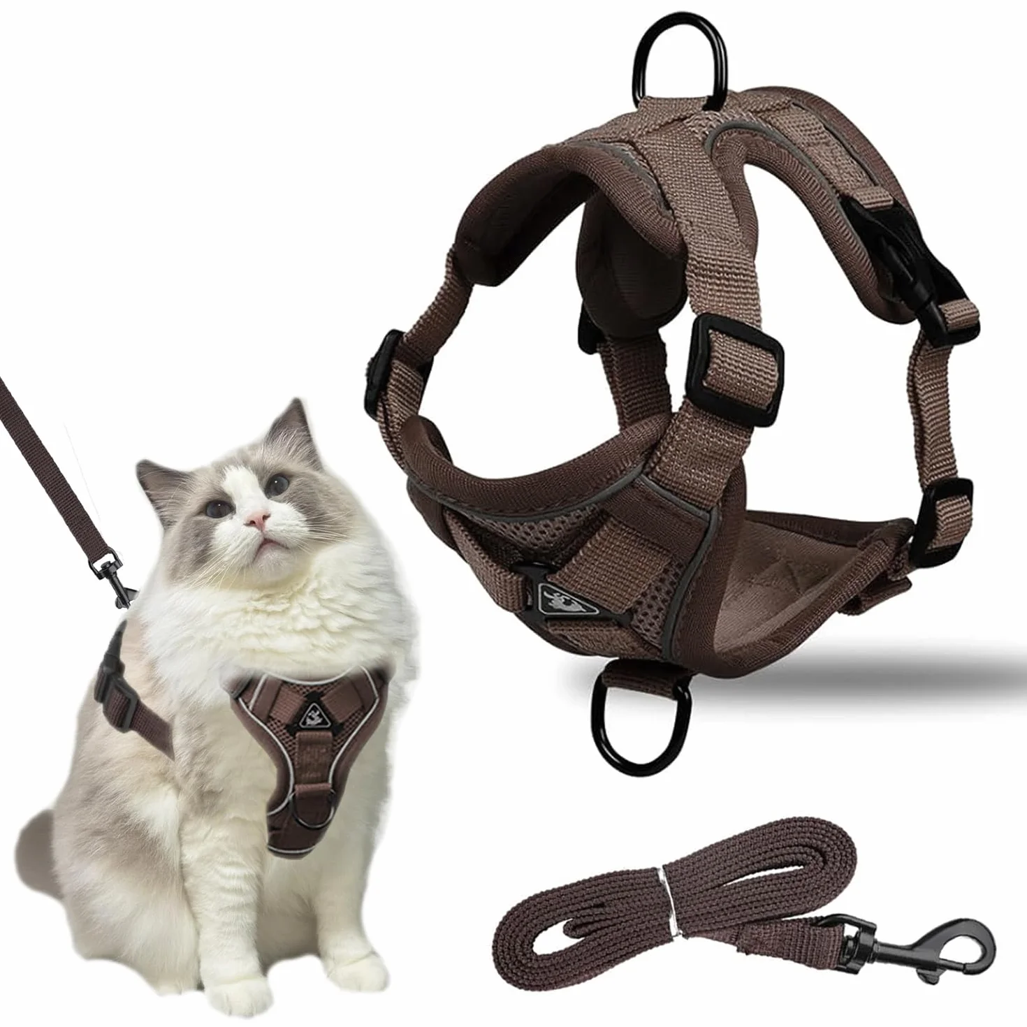 Harnais Chat avec Laisse Réglable Gilet de Sécurité Souple pour Chaton Chiot (L)
