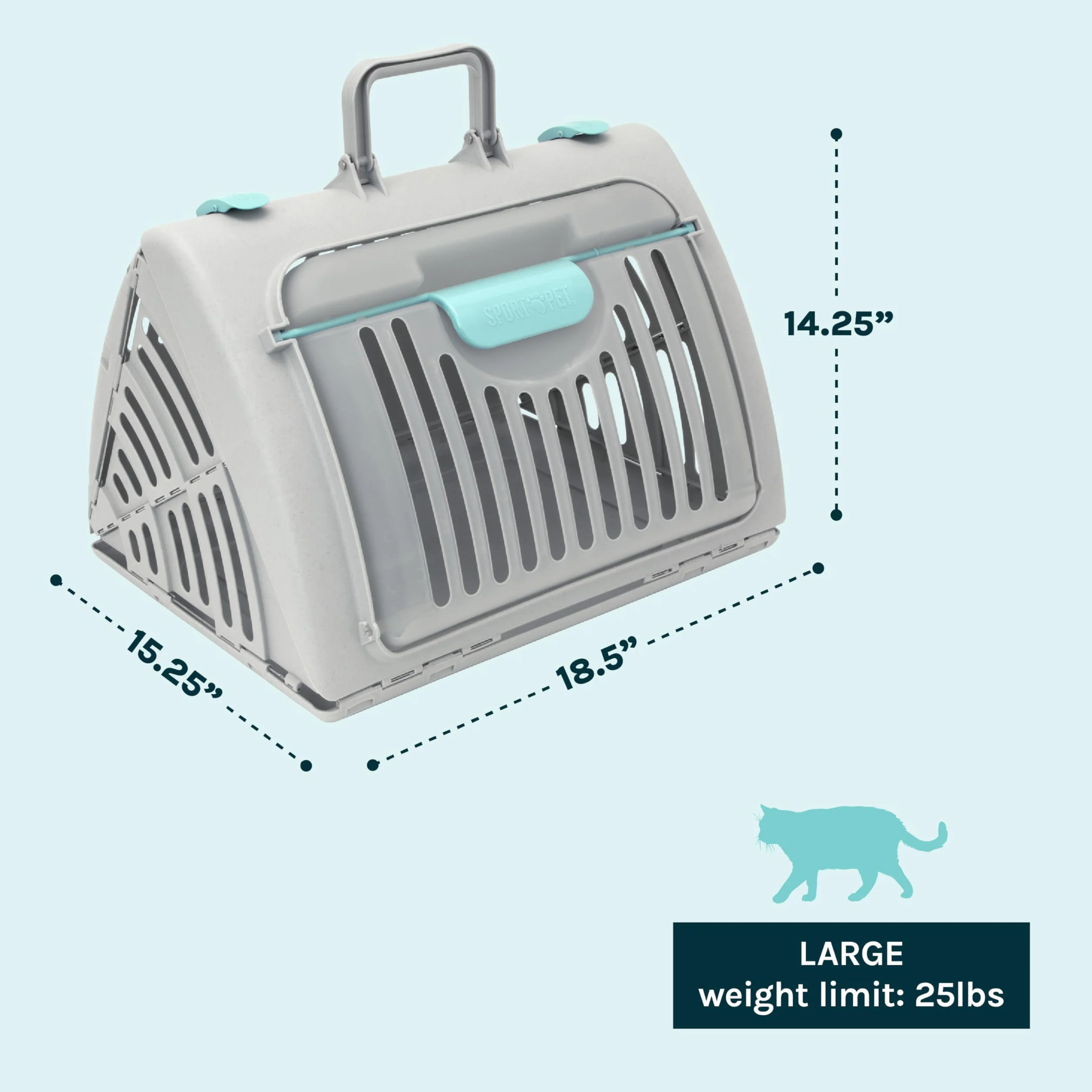 SportPet Designs Sac de Transport Pliable en Plastique pour Chat Gris avec Lit Imperméable