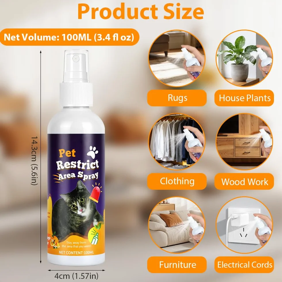 Spray Répulsif pour Chat 100ML Anti-Griffures Intérieur Extérieur Protéger Meubles Canapé