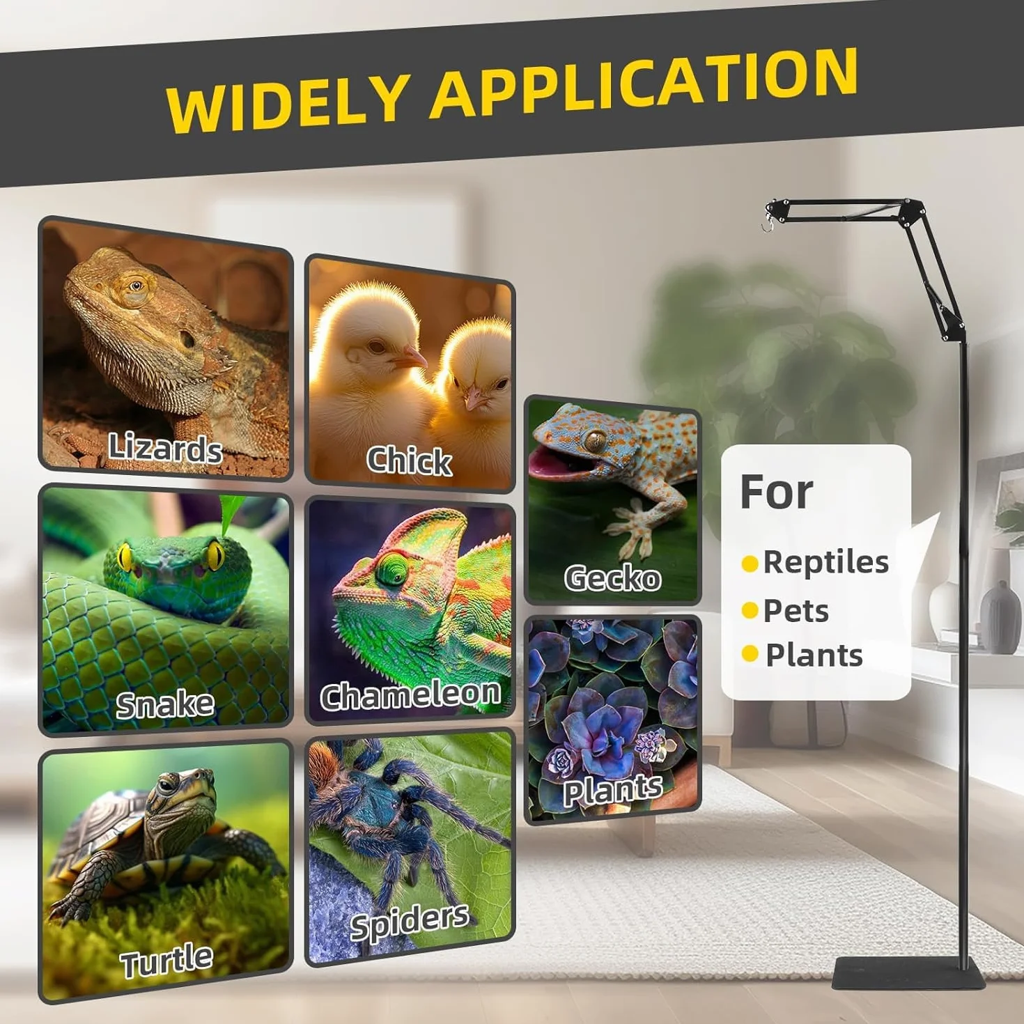 GlowUp Support de Lampe Réglable pour Reptile 40-140CM Terrarium