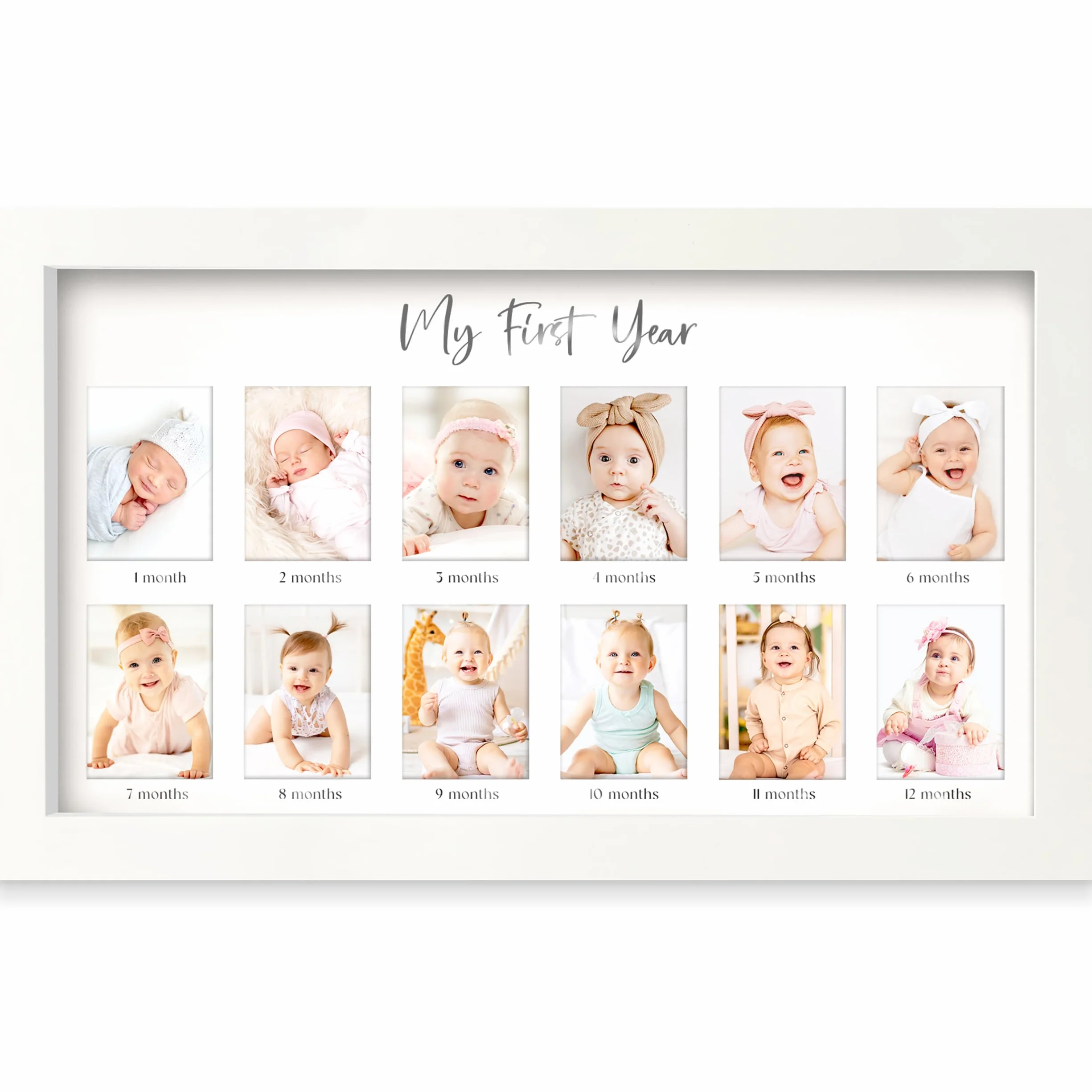 KeaBabies Ma première année Cadre Photo Collage 12 mois – Cadre photo bébé souvenir nouveau-né fille garçon cadeau naissance Alpine White