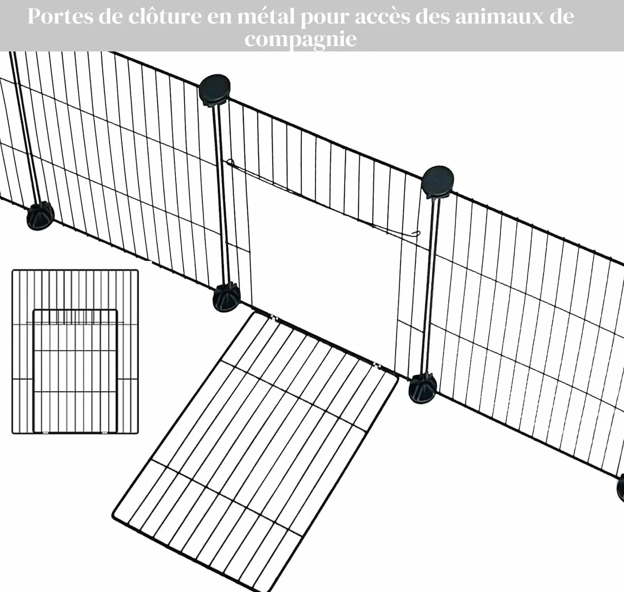 Langxun Cage de Lapin avec Porte, Enclos pour Petit Animal, Treillis Métallique Portable Intérieur Extérieur 30x38cm 12 Pièces