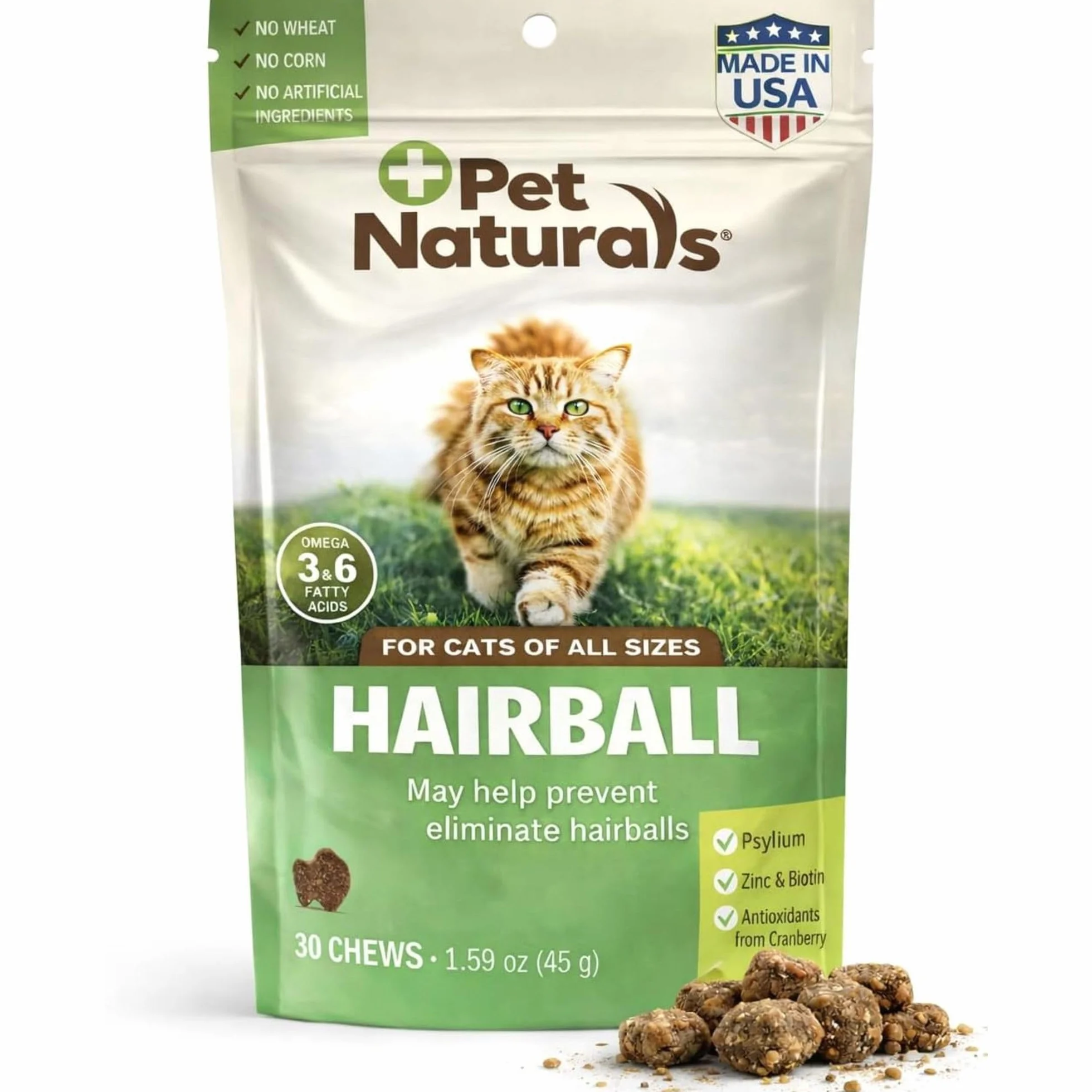 Pet Naturals Hairball friandises à mâcher au Poulet Suppléments contrôle Boules de Poils Soutien digestif Chat