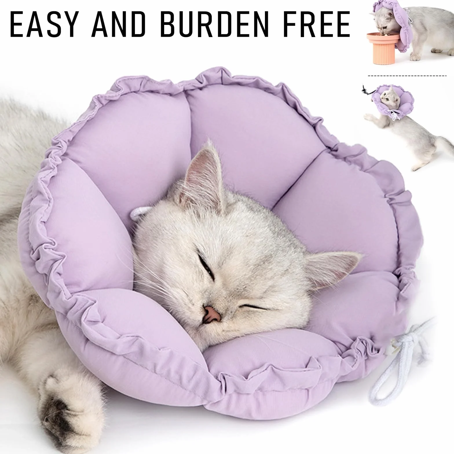 Colerette Chat Anti Léchage, Collier de Récupération Adjustable Imperméable pour Chat