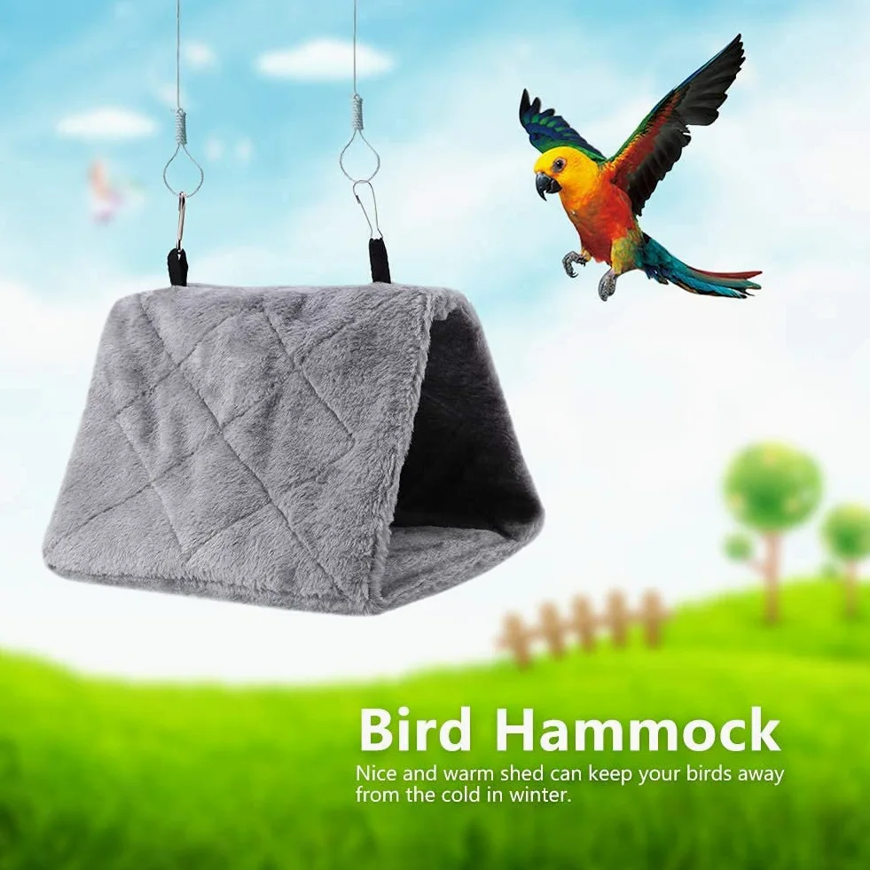 Nid Oiseau Cage Perruche Nid Canaris Oiseaux Perroquet lit d'hiver Chaud Jouet pour Animaux de Compagnie Doux hamac en Peluche Tente de Cage Suspendue 811