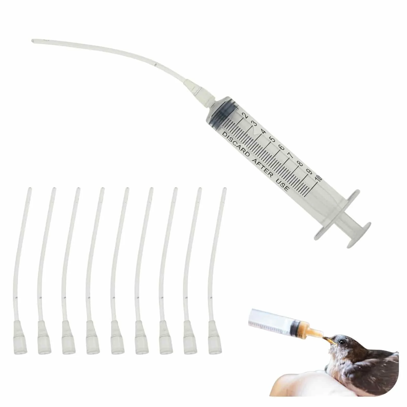 Seringues 10 ml pour pigeons oiseaux avec tuyau, accessoires alimentation élevage