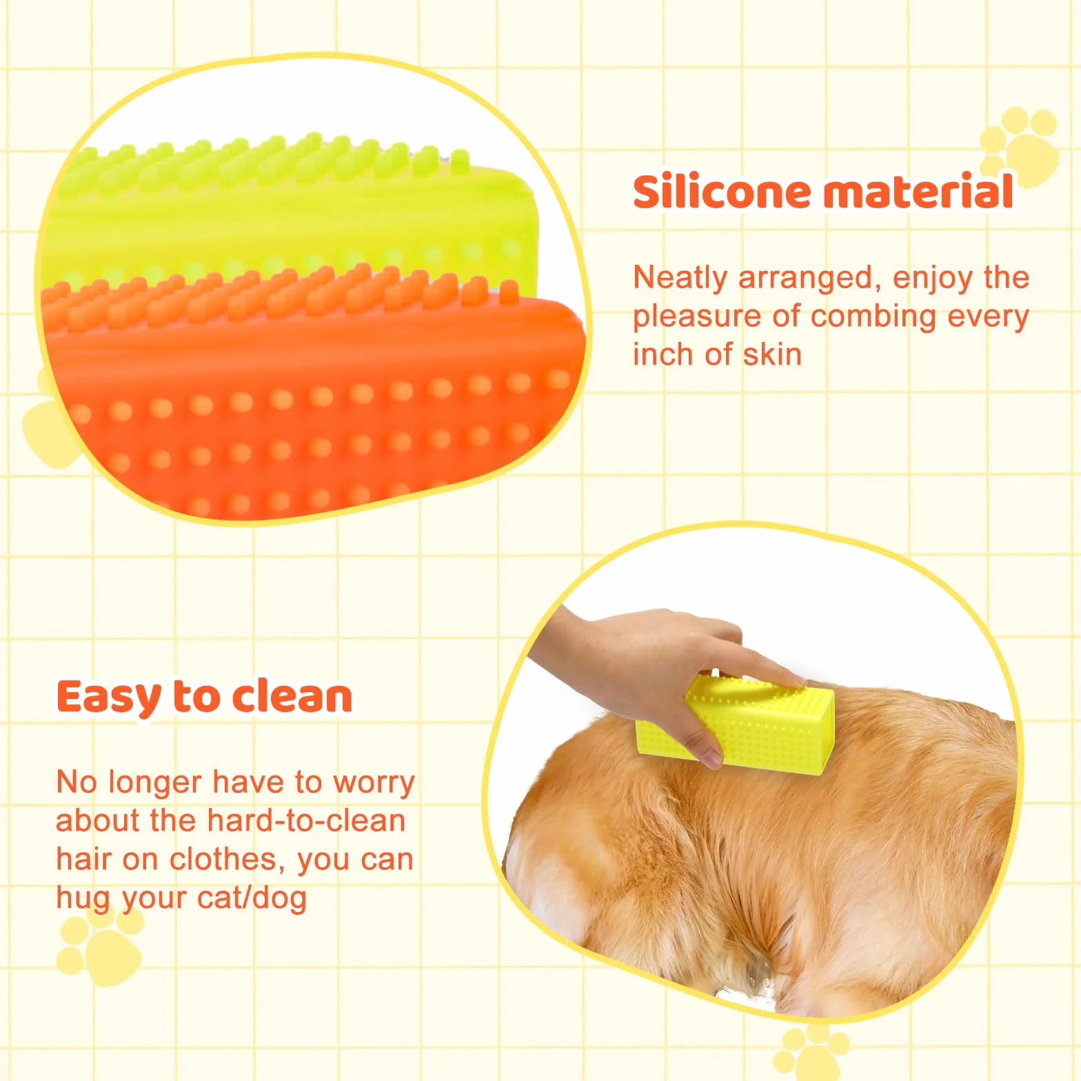 PEUTIER Brosses à Poils d'Animaux en Silicone, Rouleau de Nettoyage de Tapis Portable pour Meubles Canapé Literie
