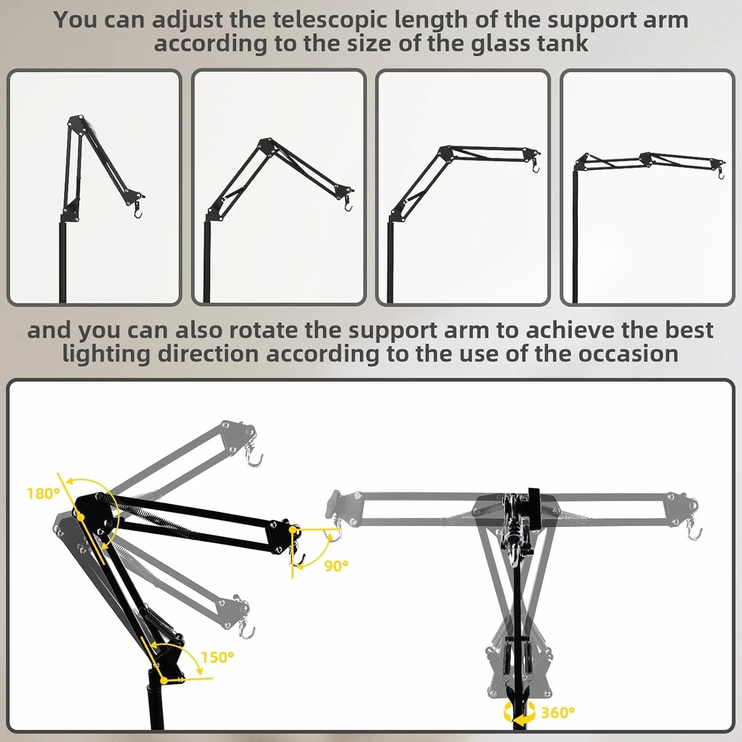 GlowUp Support de Lampe Réglable pour Reptile 40-140CM Terrarium