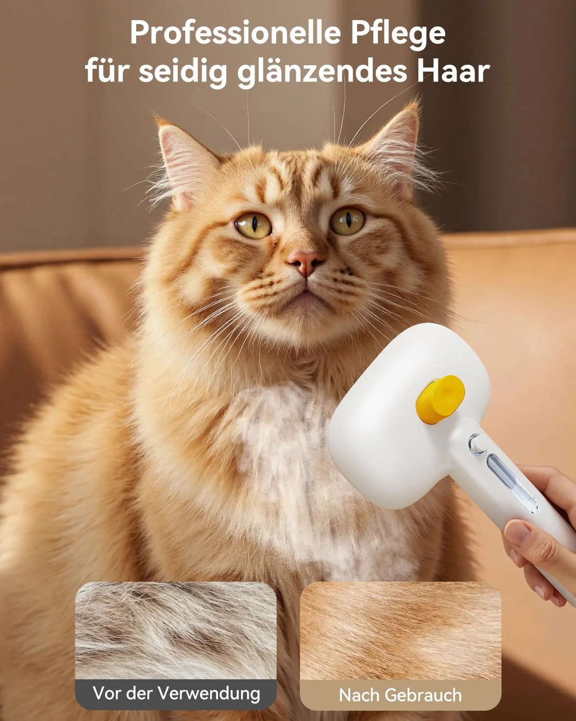 ROJECO Brosse pour chat vapeur 3 en 1 anti-sous-poils nœuds auto-nettoyage 3 modes pulvérisation poils longs courts chiens