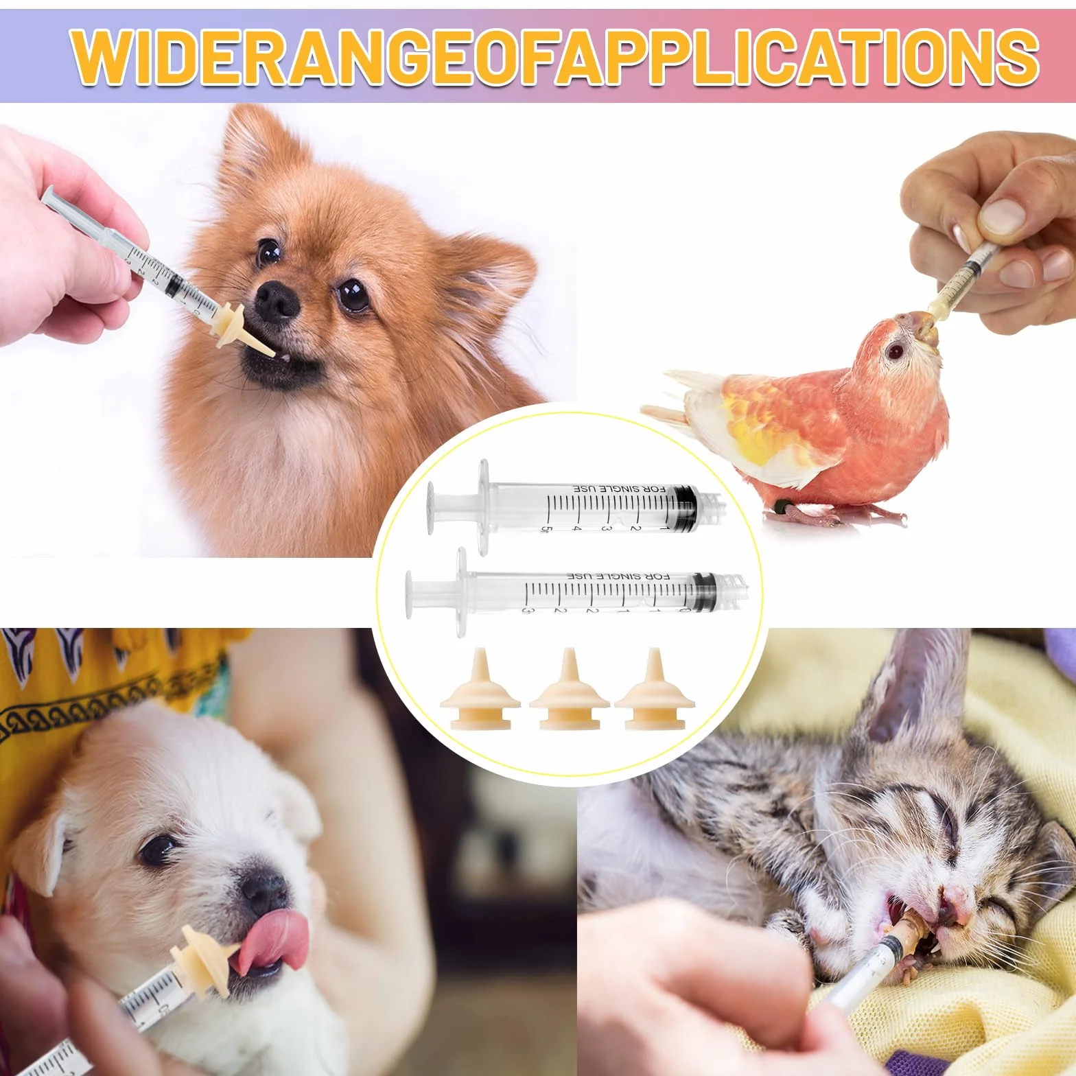 Lot de 14 tétines miracle pour chatons avec seringues d'alimentation 1-10 ml et tétines S-M-L
