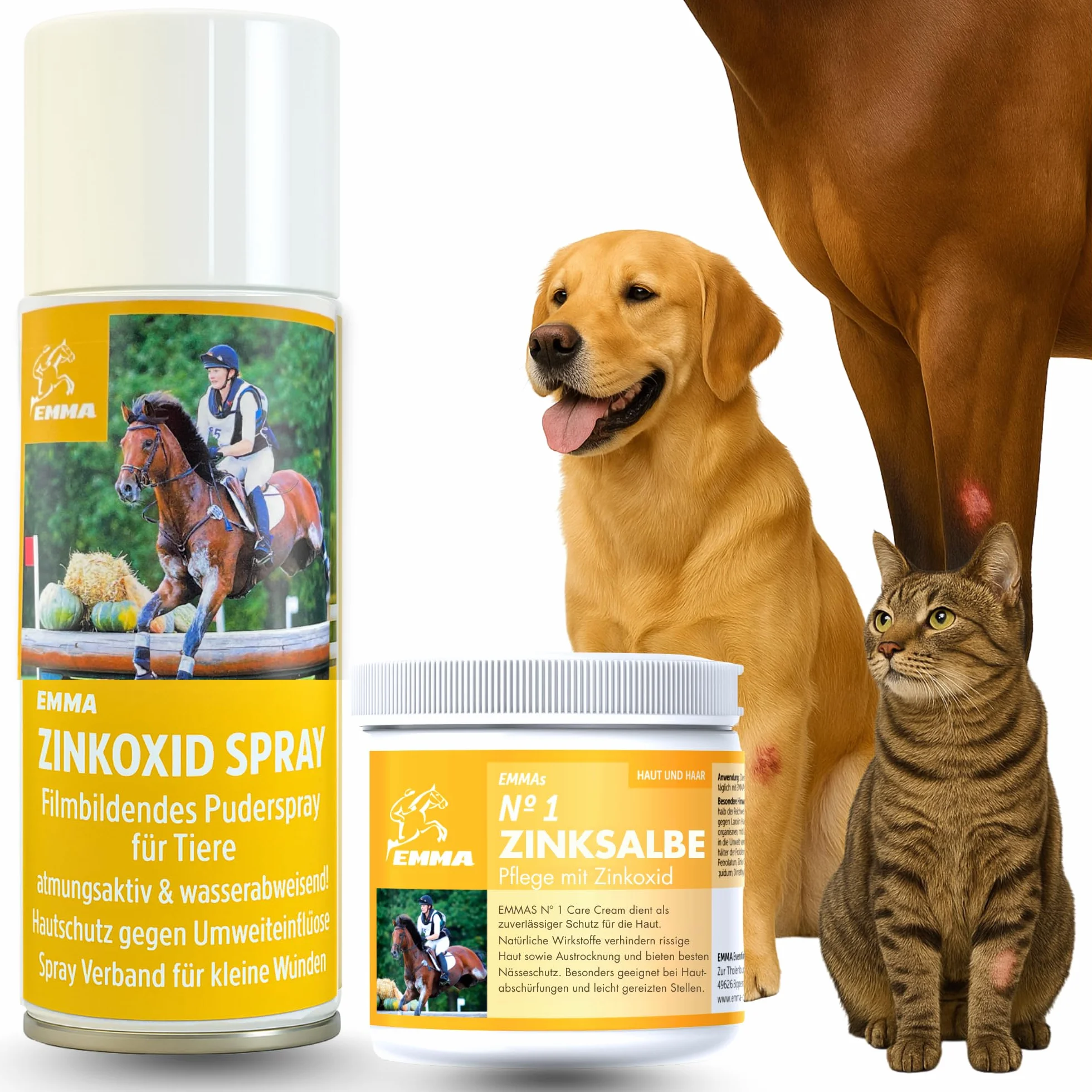 Emma Zinc Spray Cheval Pommade Protection Plaies Démangeaisons Chien Chat Pansement Vaporisateur Imperméable 0,25+0,2l