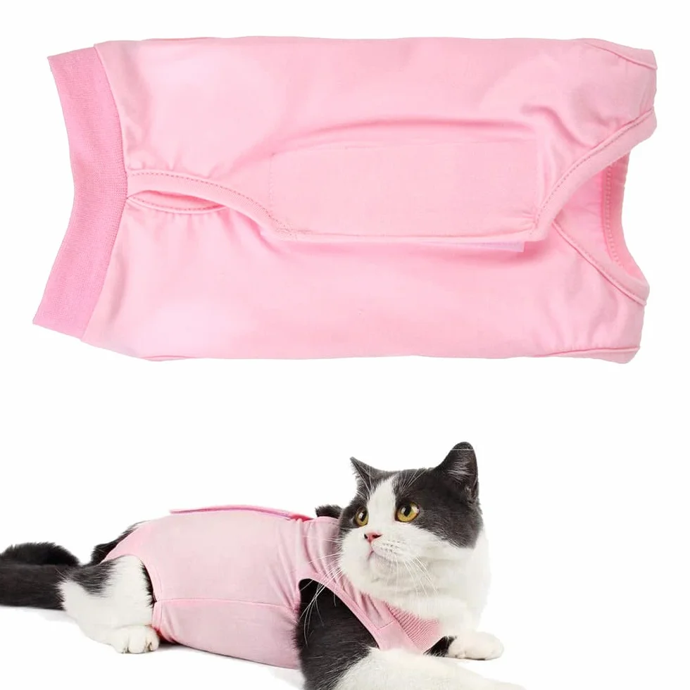Gilet de Récupération Chat Chien Combinaison Récupération Animaux Plaies Abdominales Rosa M