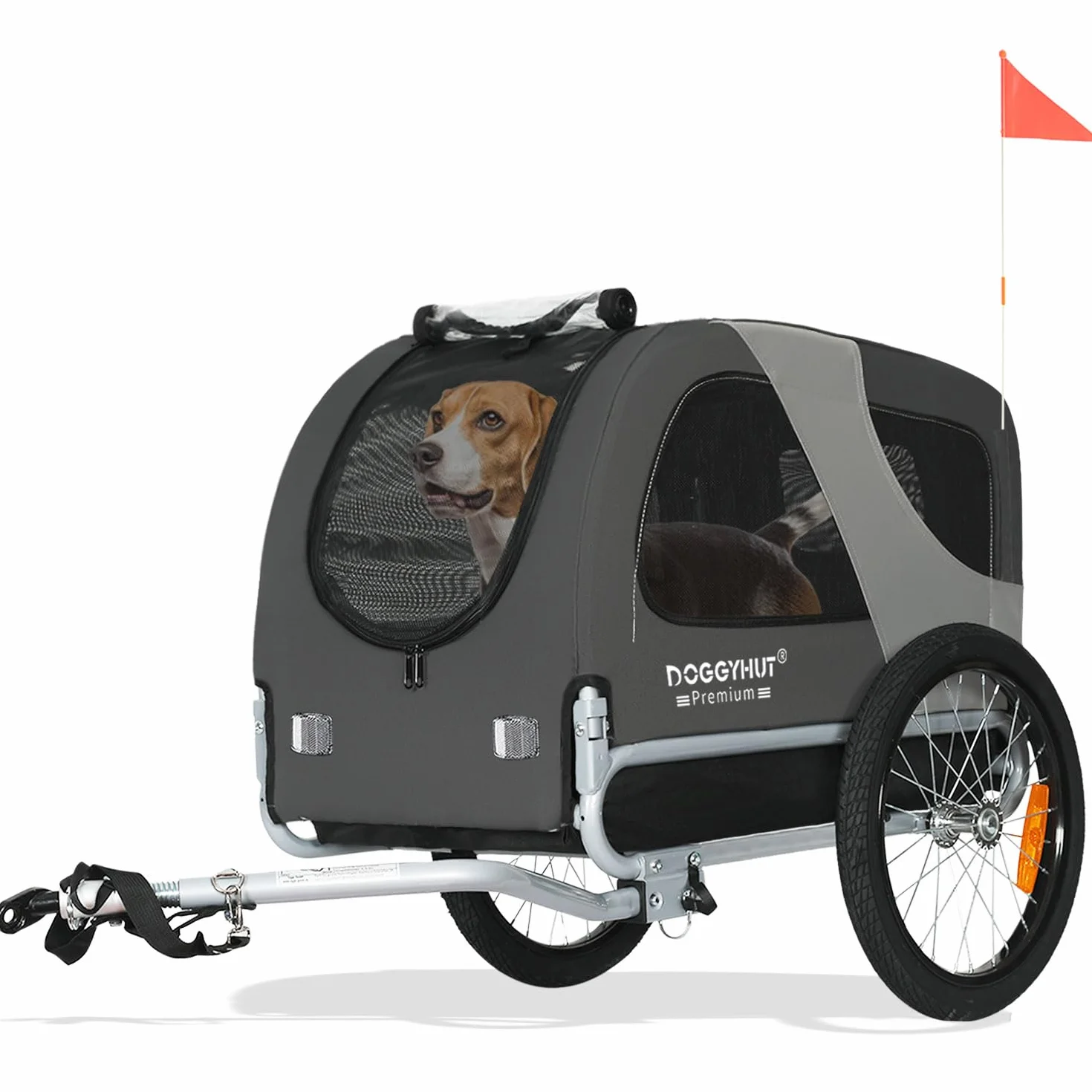 DOGGYHUT® Remorque de vélo pour chiens 23 kg pliable