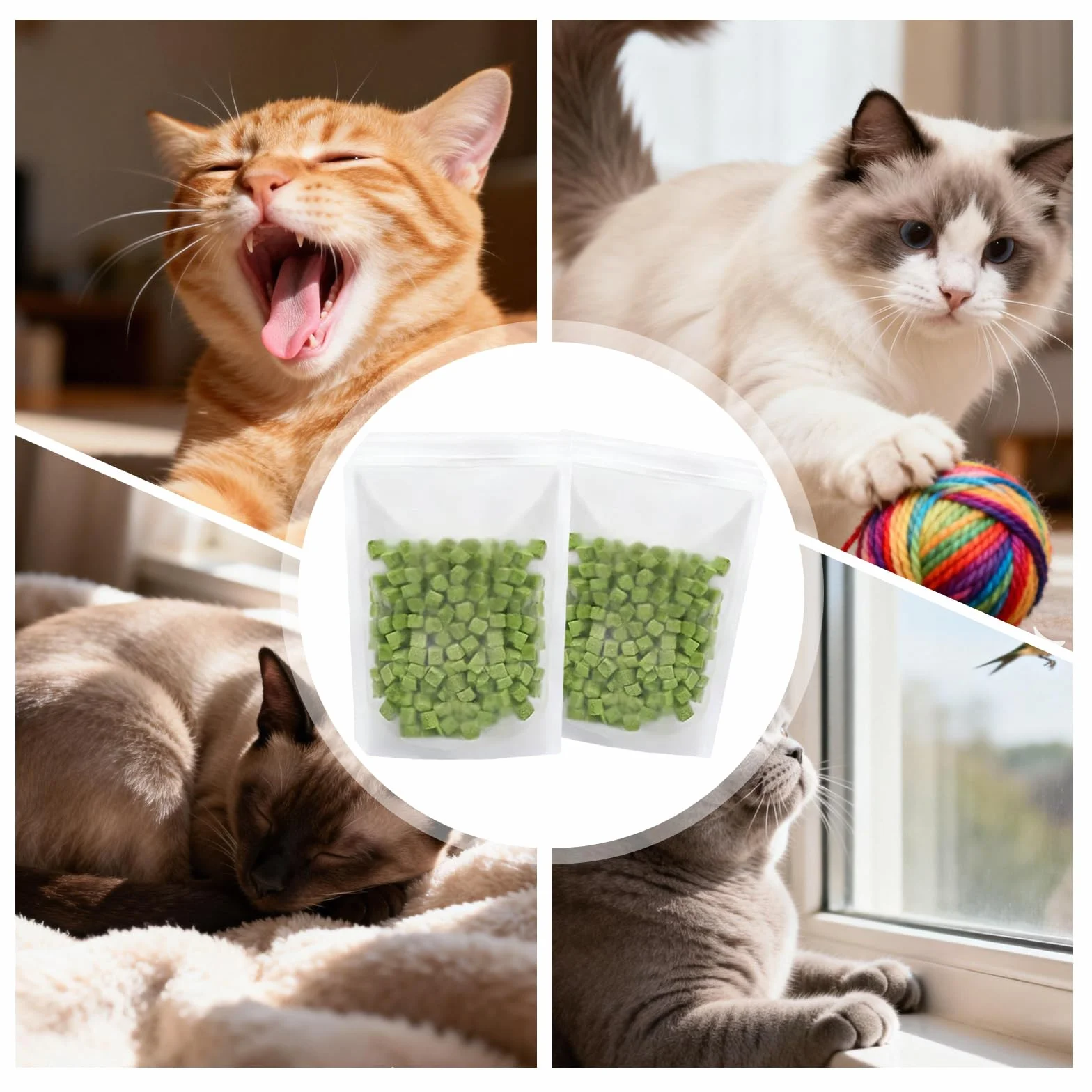 BAIFULAI Lot de 2 sachets d'herbe à chat lyophilisée 200 g pour soins dentaires et élimination des pelotes de poils