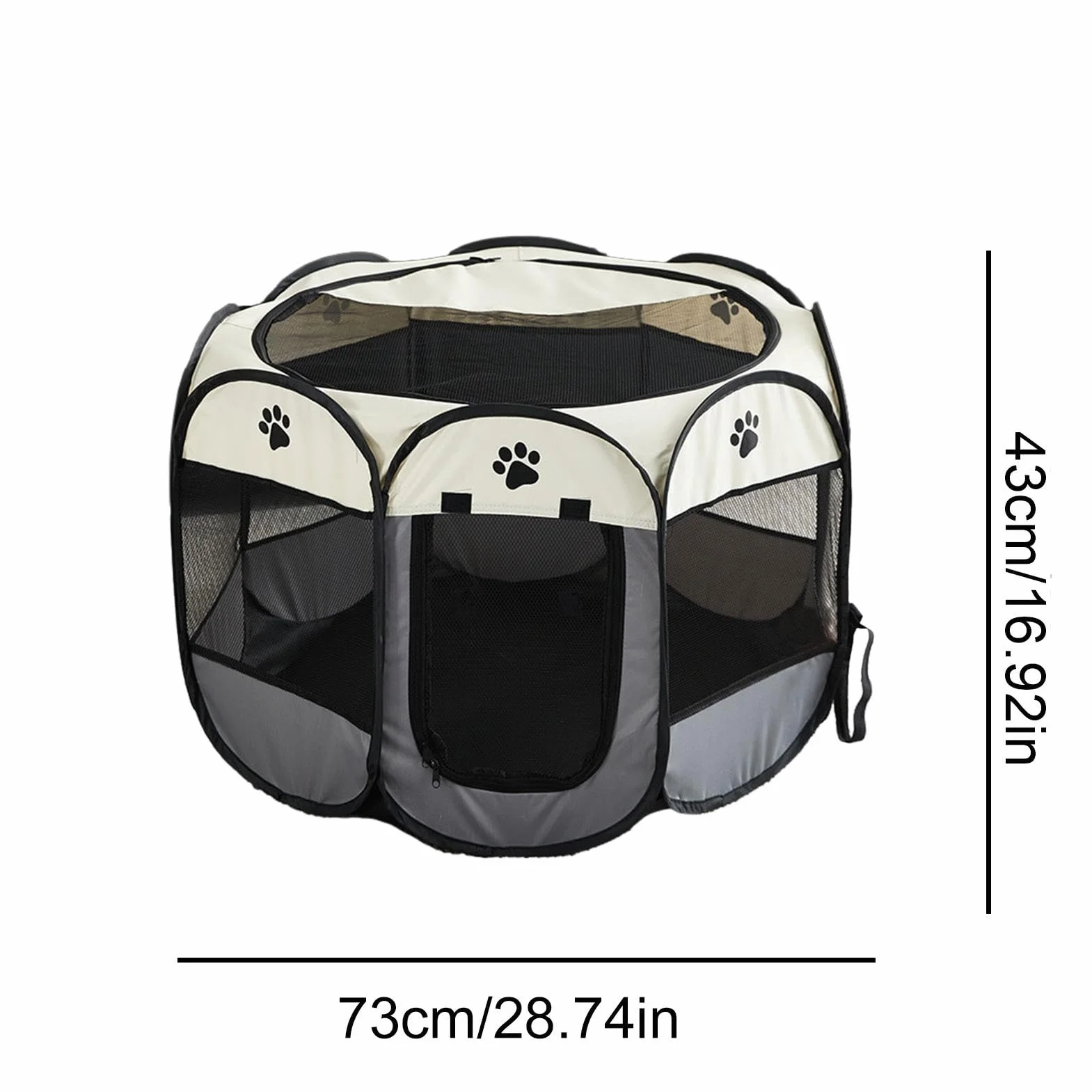 Parc pour chat d'extérieur pliable Tissu Oxford fermeture éclair enclos jeu amovible cage respirante fond imperméable